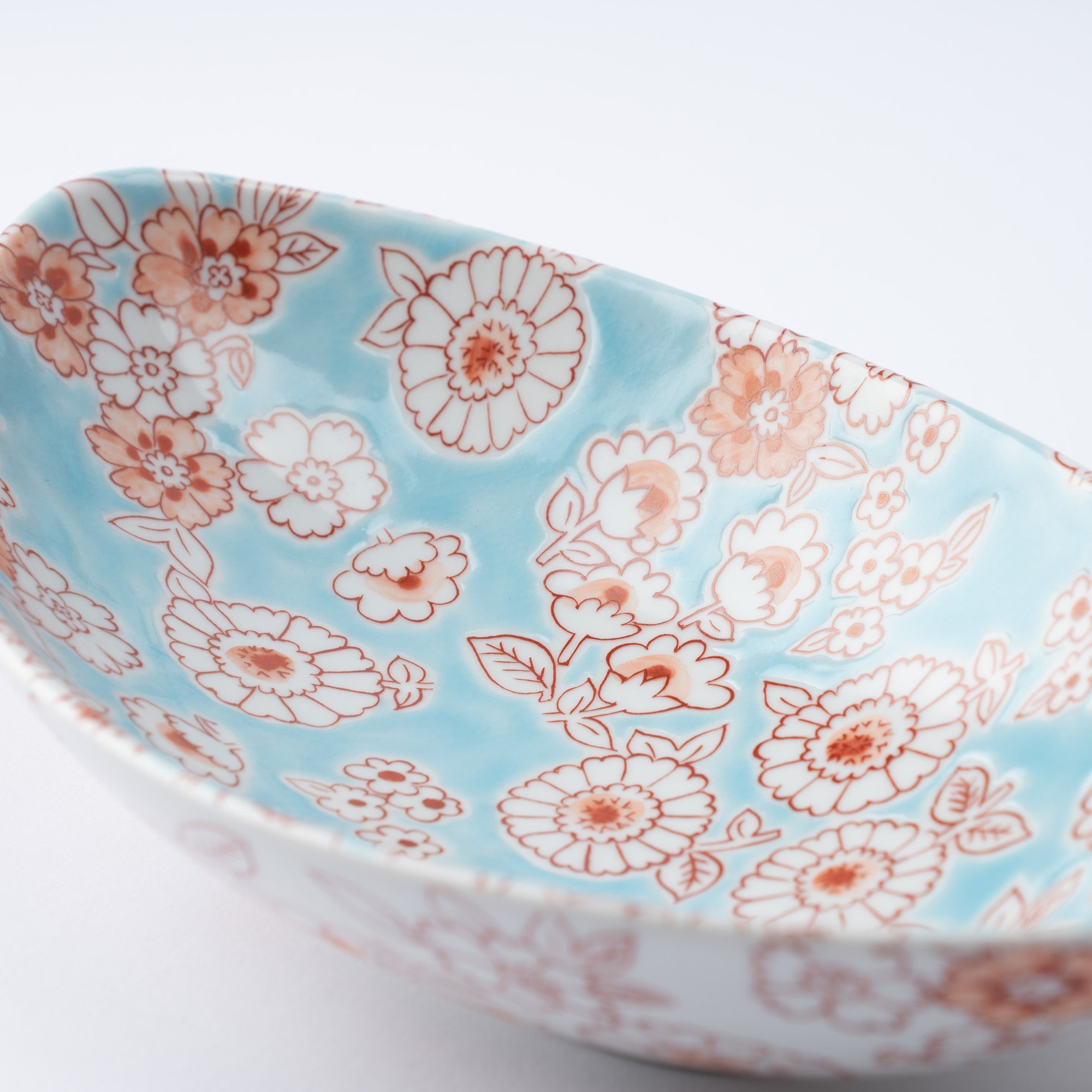 Flower Shower Kutani Oval Bowl - MUSUBI KILN - Quality Japanese Tableware and Gift