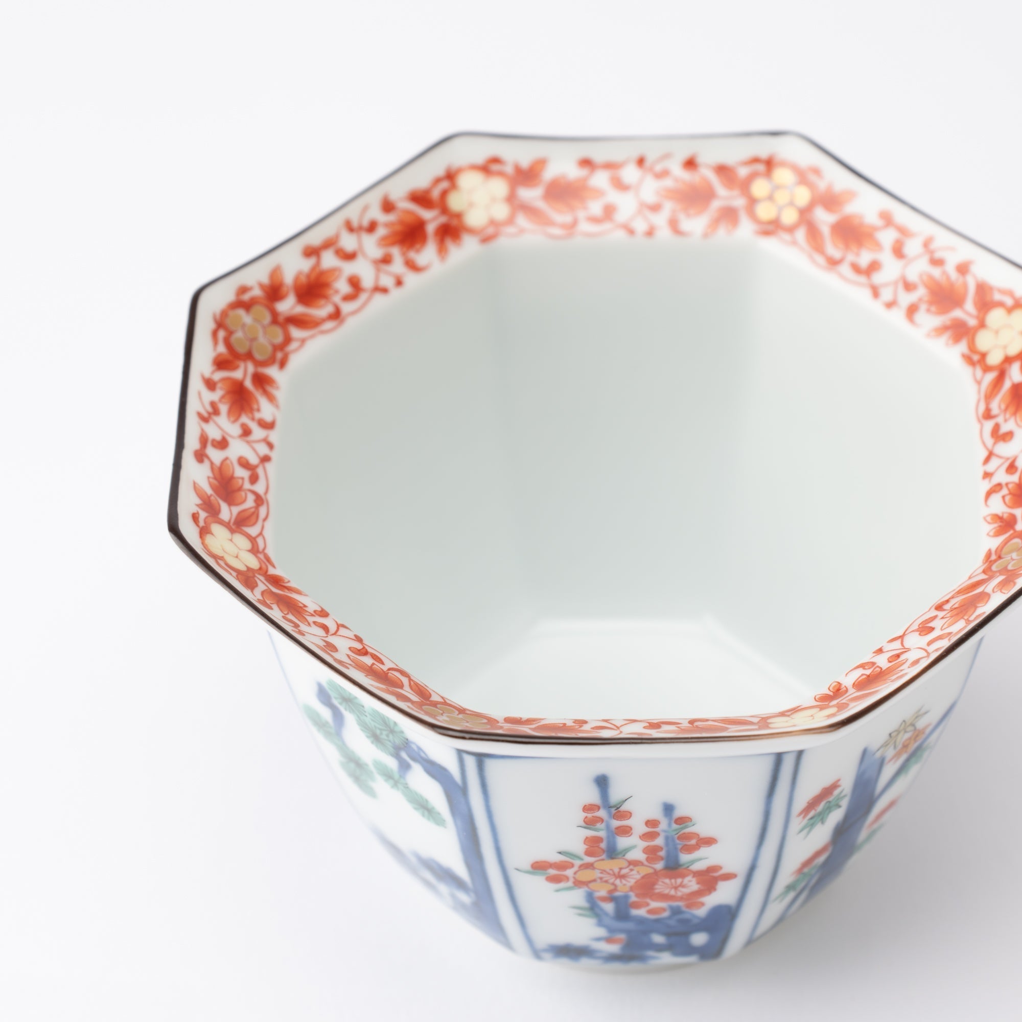 Fujimasa Kakiemon Arita Octagon Kobachi Bowl - MUSUBI KILN - Quality Japanese Tableware and Gift