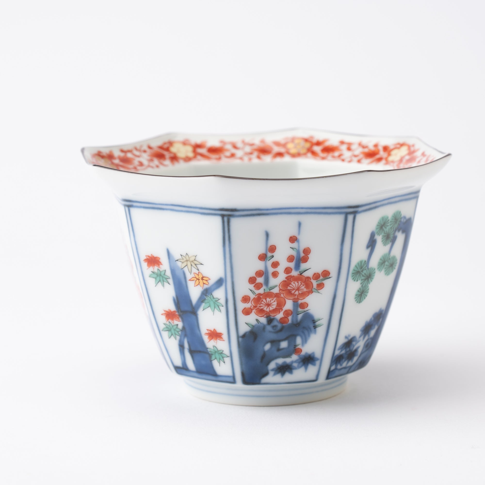 Fujimasa Kakiemon Arita Octagon Kobachi Bowl - MUSUBI KILN - Quality Japanese Tableware and Gift