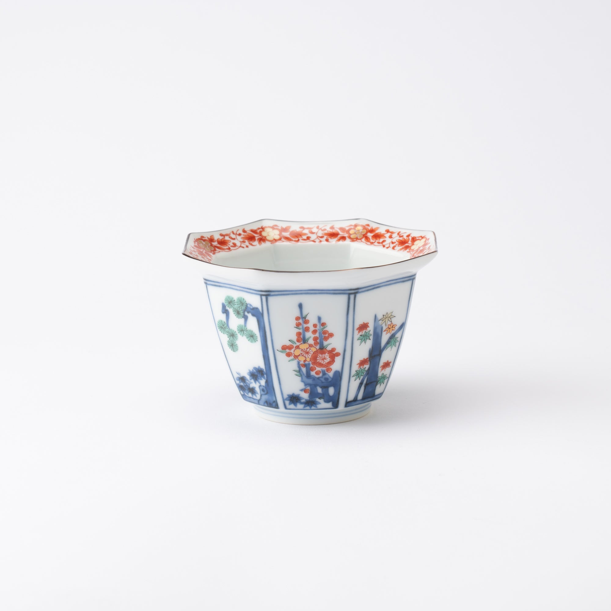 Fujimasa Kakiemon Arita Octagon Kobachi Bowl - MUSUBI KILN - Quality Japanese Tableware and Gift