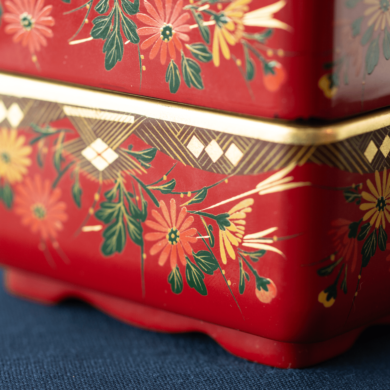 Fukunishi Sobe Chrysanthemum Aizu Lacquerware Two Tiers Jubako Bento Box - MUSUBI KILN - Quality Japanese Tableware and Gift