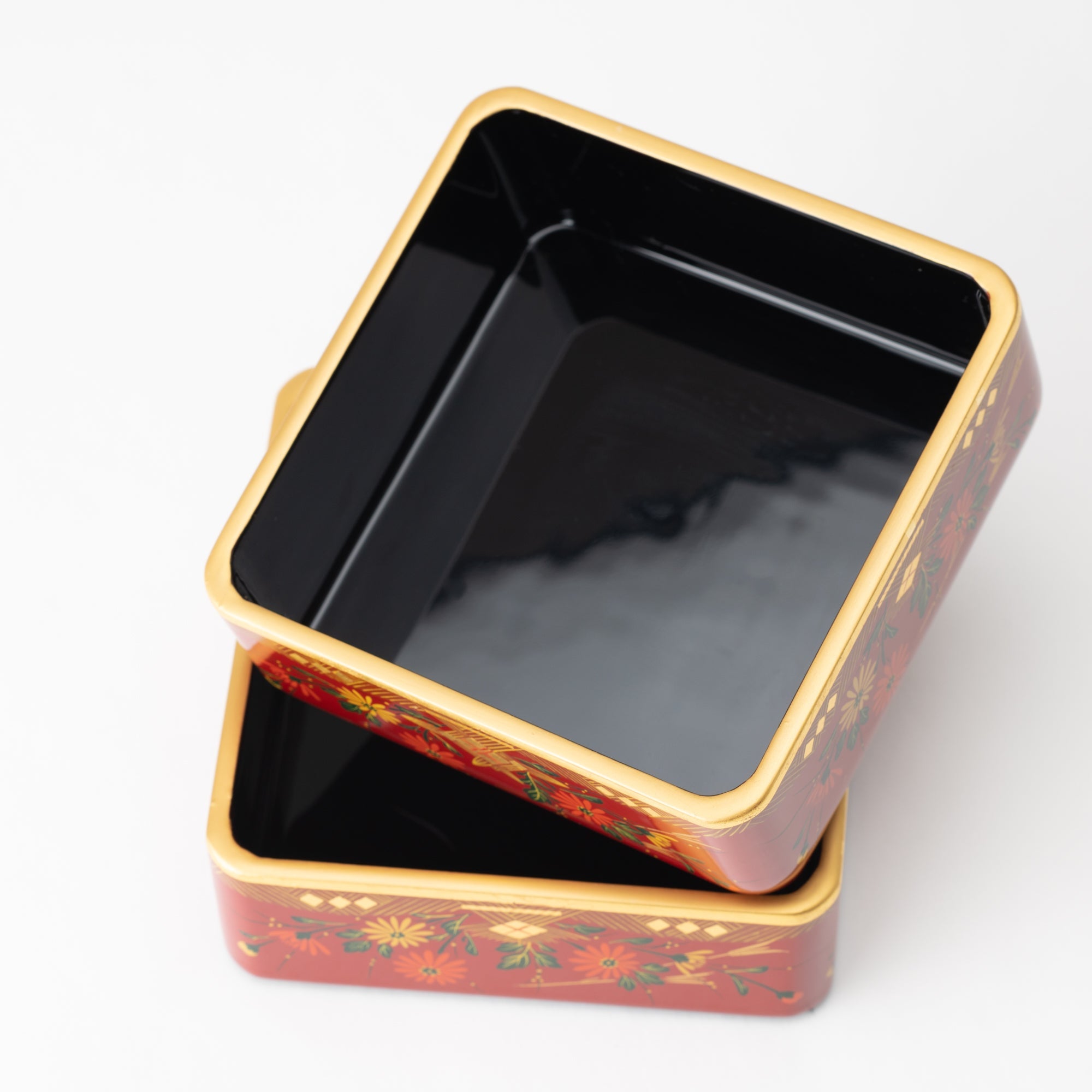 Fukunishi Sobe Chrysanthemum Aizu Lacquerware Two Tiers Jubako Bento Box - MUSUBI KILN - Quality Japanese Tableware and Gift