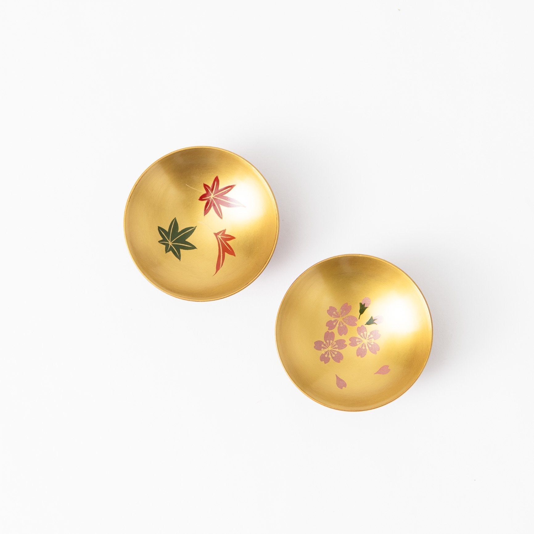 Fukunishi Sobe Sakura and Autumn Leaves Aizu Lacquerware Sakazuki Flat Sake Cup Set of 2 - MUSUBI KILN - Quality Japanese Tableware and Gift