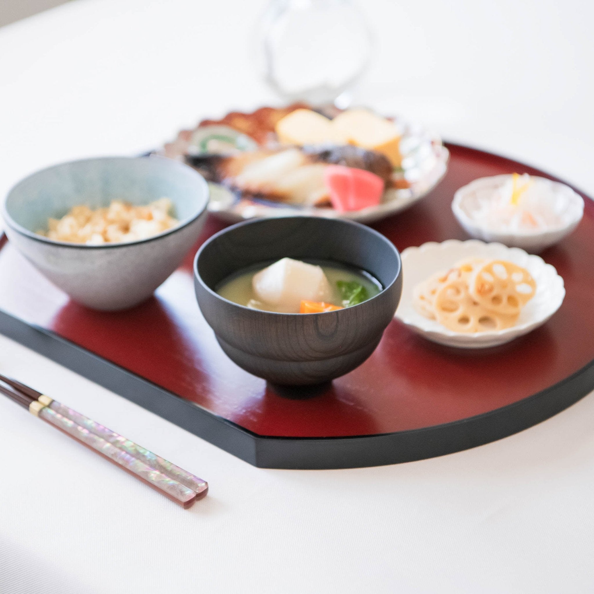 GATOMIKIO TSUMUGI BOKE Yamanaka Lacquerware Miso Soup Bowl - MUSUBI KILN - Quality Japanese Tableware and Gift