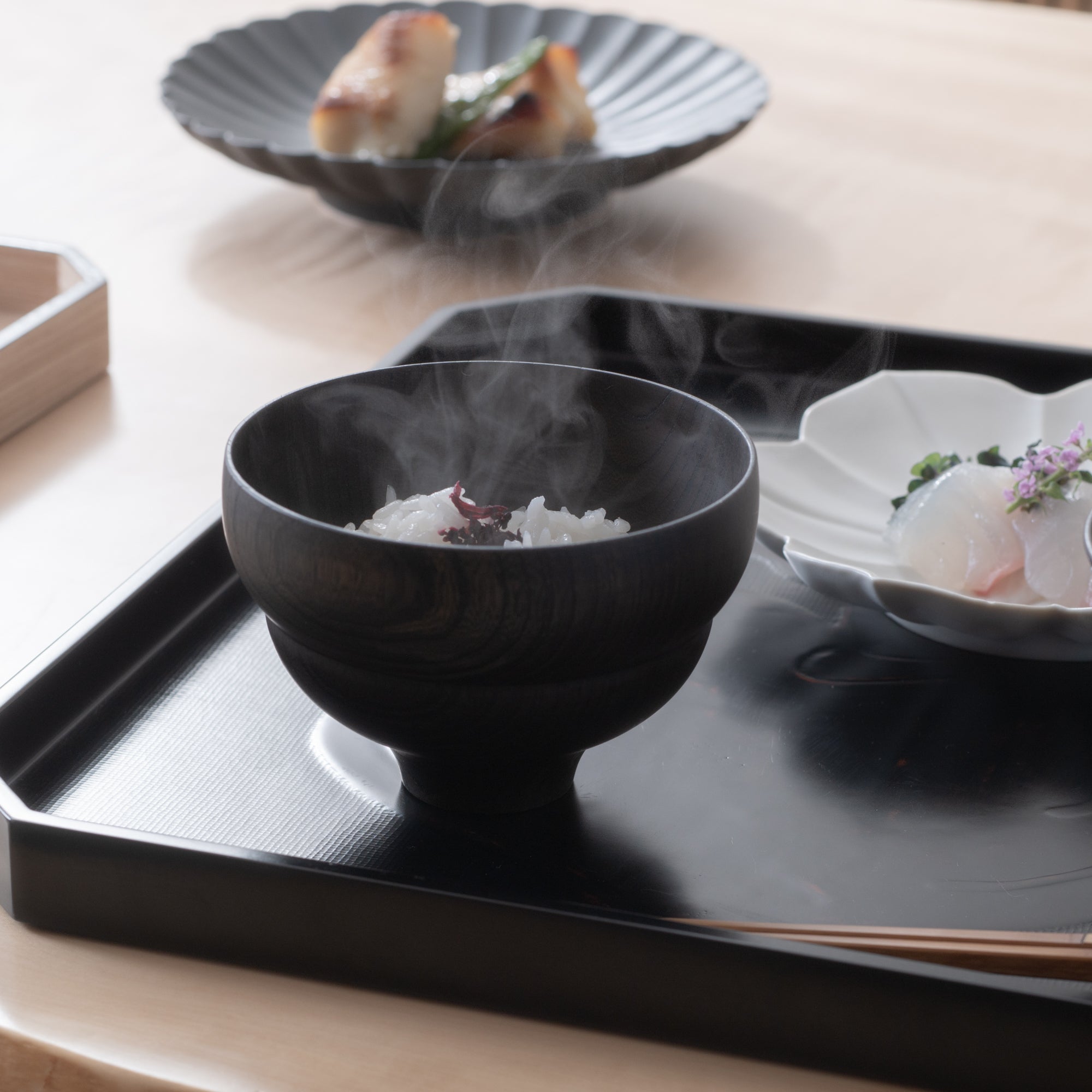 GATOMIKIO TSUMUGI BOKE Yamanaka Lacquerware Miso Soup Bowl - MUSUBI KILN - Quality Japanese Tableware and Gift