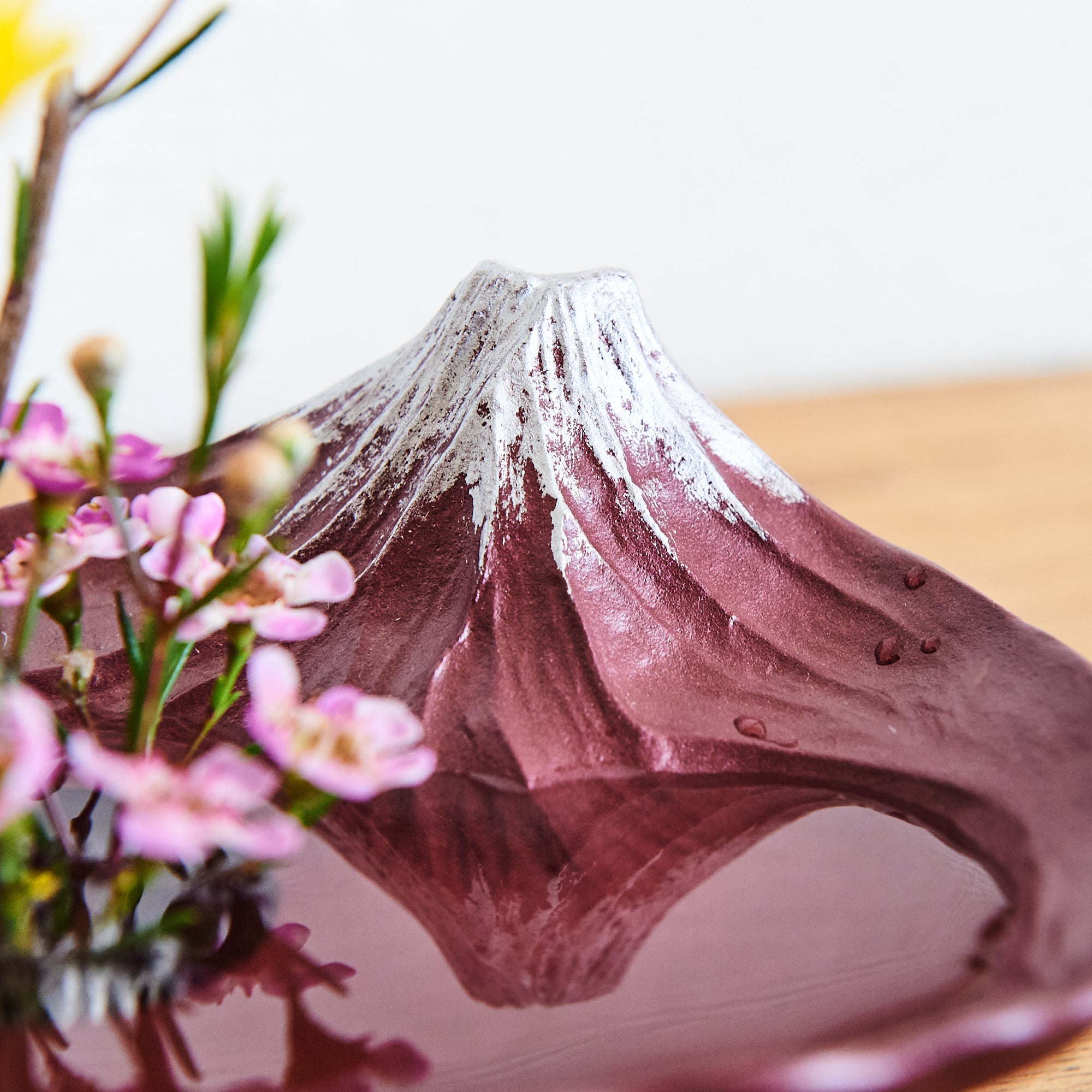 Gingado Red Reverse Mt. Fuji Takaoka Copperware Ikebana Flower Vase - MUSUBI KILN - Quality Japanese Tableware and Gift