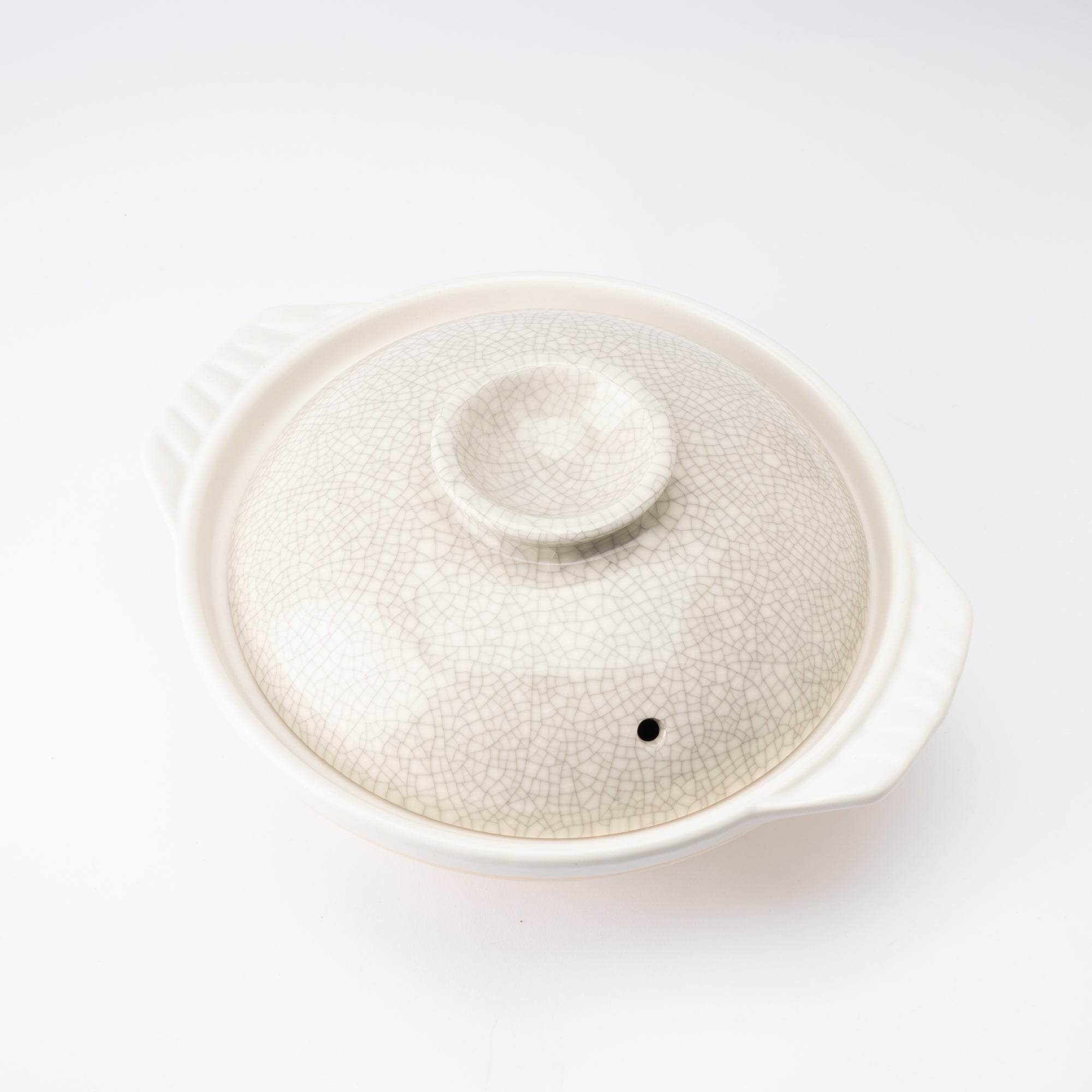 Ginpo White Kannyu Banko Donabe Japanese Clay Pot for 3 persons - MUSUBI KILN - Quality Japanese Tableware and Gift
