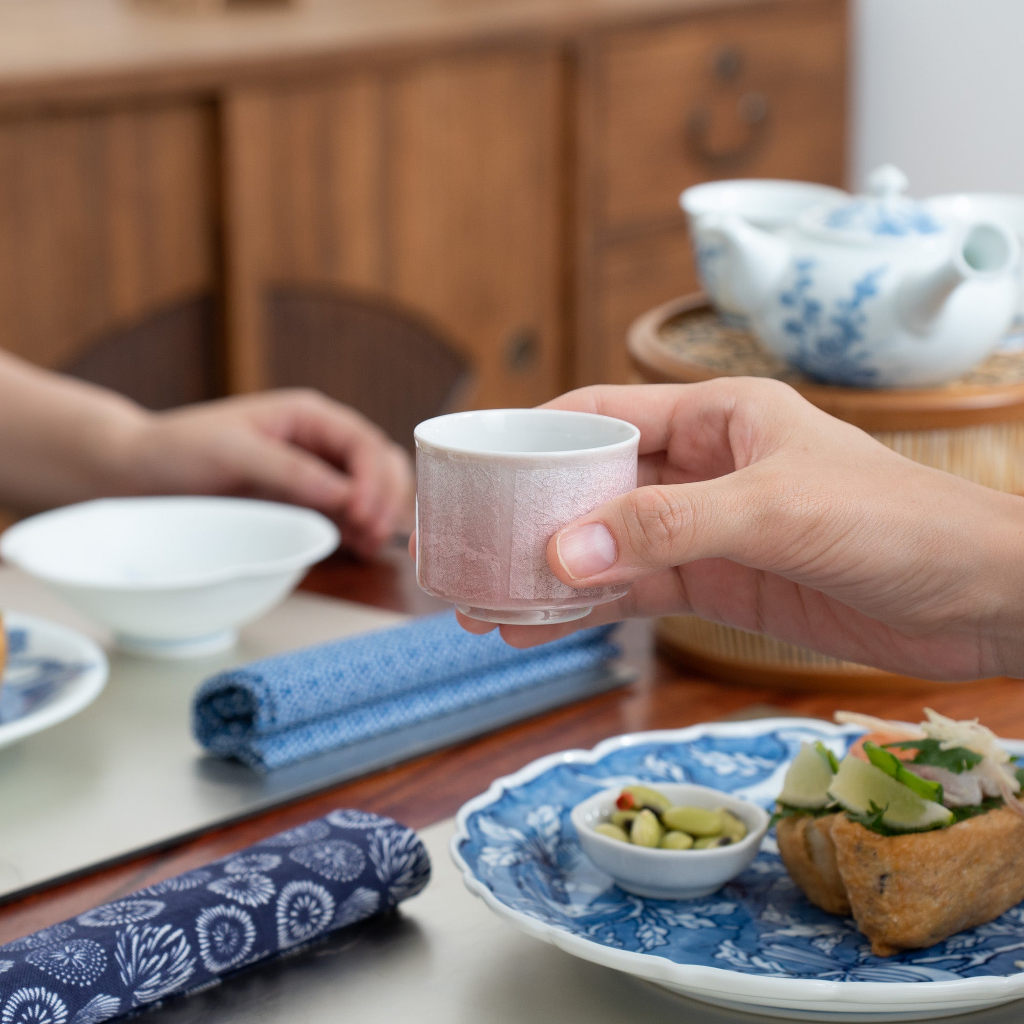 Ginsai Five - Color Kutani Ochoko Sake Cup Set - MUSUBI KILN - Quality Japanese Tableware and Gift