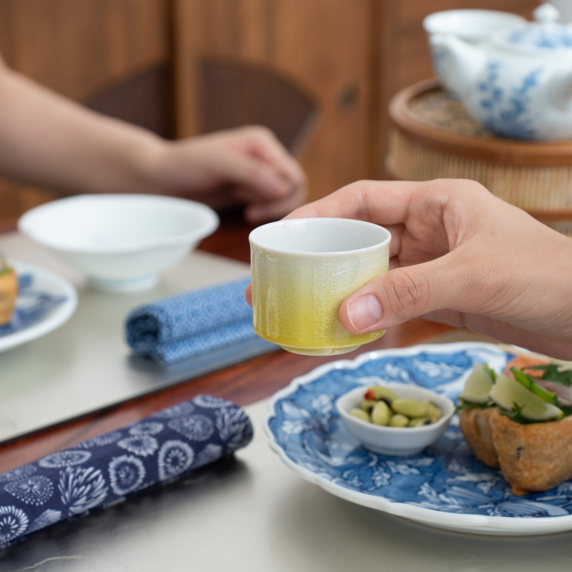 Ginsai Five - Color Kutani Ochoko Sake Cup Set - MUSUBI KILN - Quality Japanese Tableware and Gift
