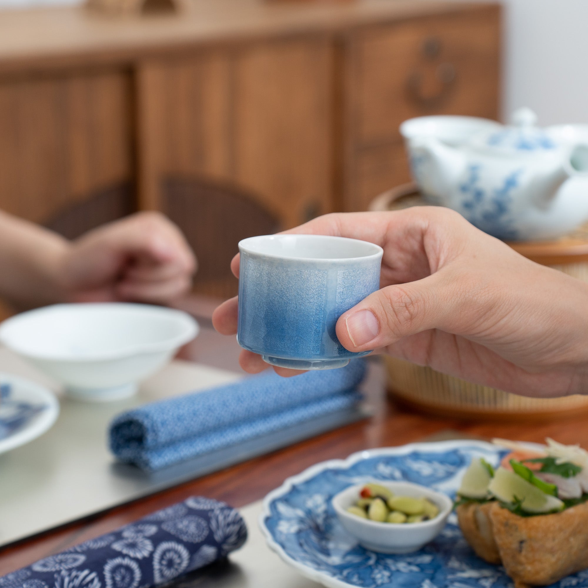 Ginsai Five - Color Kutani Ochoko Sake Cup Set - MUSUBI KILN - Quality Japanese Tableware and Gift