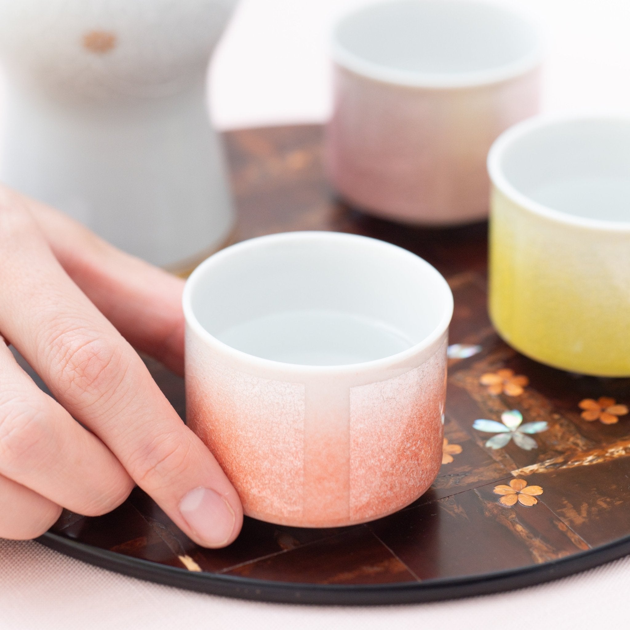 Ginsai Five - Color Kutani Ochoko Sake Cup Set - MUSUBI KILN - Quality Japanese Tableware and Gift