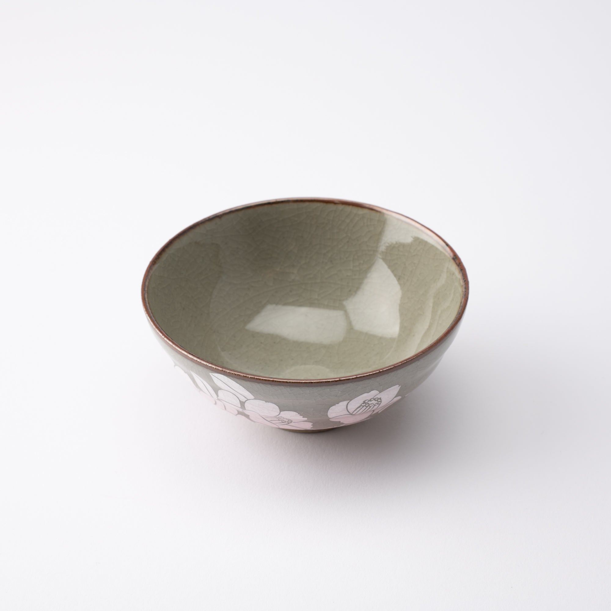 Ginsai Sasanqua Kutani Japanese Rice Bowl Pair - MUSUBI KILN - Quality Japanese Tableware and Gift