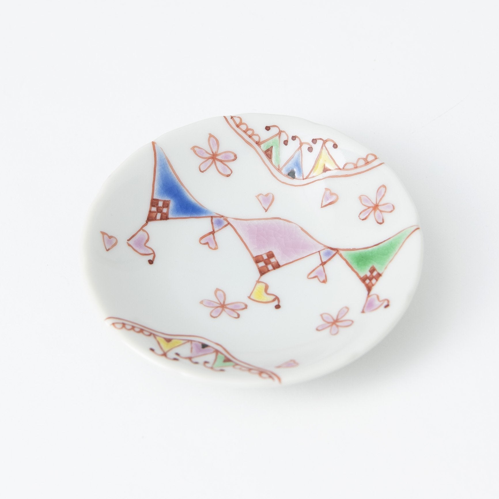 Ginshu Kiln Kutani Round Sauce Plate Set - MUSUBI KILN - Quality Japanese Tableware and Gift