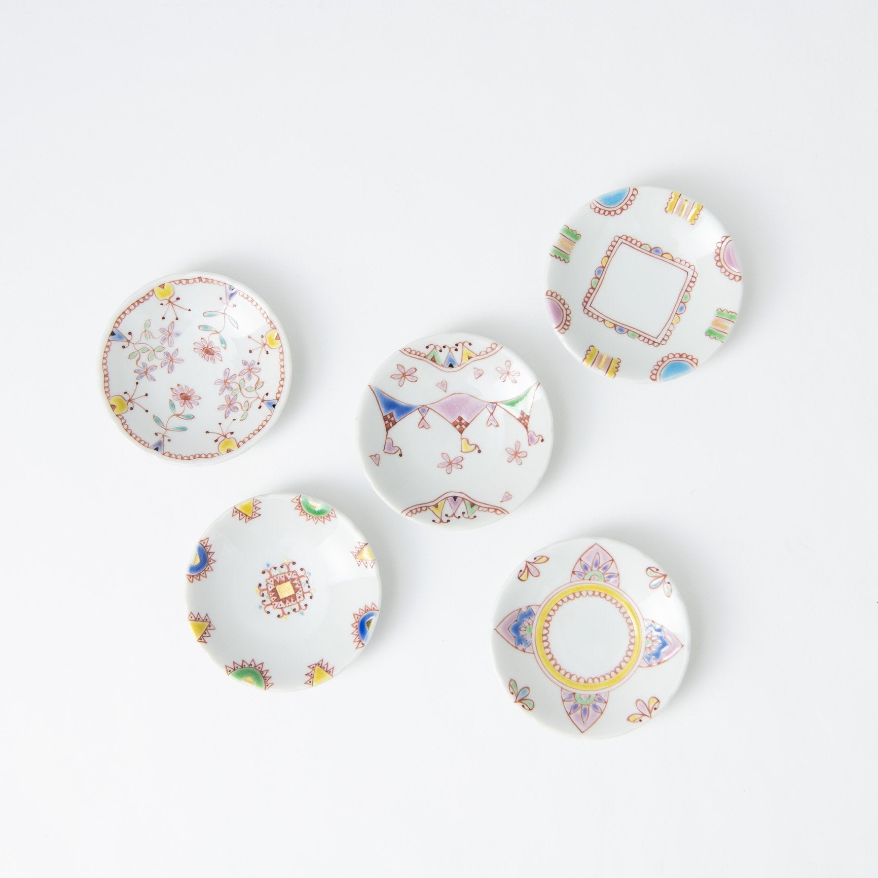 Ginshu Kiln Kutani Round Sauce Plate Set - MUSUBI KILN - Quality Japanese Tableware and Gift