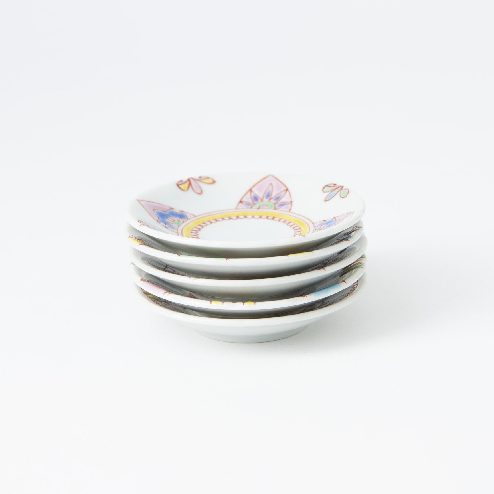 Ginshu Kiln Kutani Round Sauce Plate Set - MUSUBI KILN - Quality Japanese Tableware and Gift