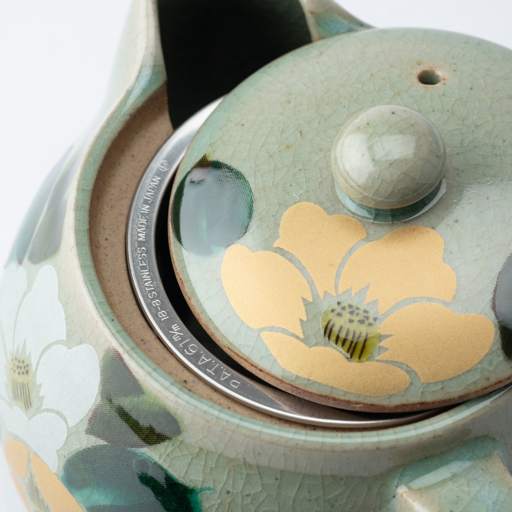 Gold and Silver Camellia Kutani Japanese Teapot Set - MUSUBI KILN - Quality Japanese Tableware and Gift