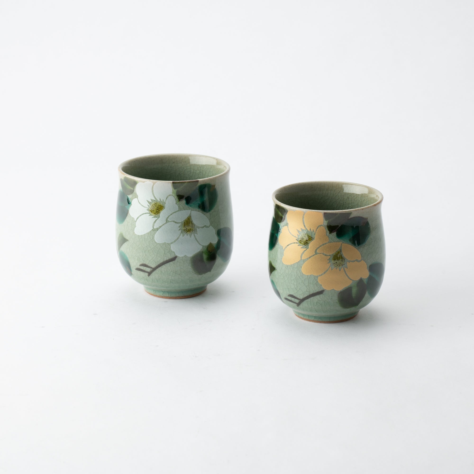 Gold and Silver Camellia Kutani Japanese Teapot Set - MUSUBI KILN - Quality Japanese Tableware and Gift