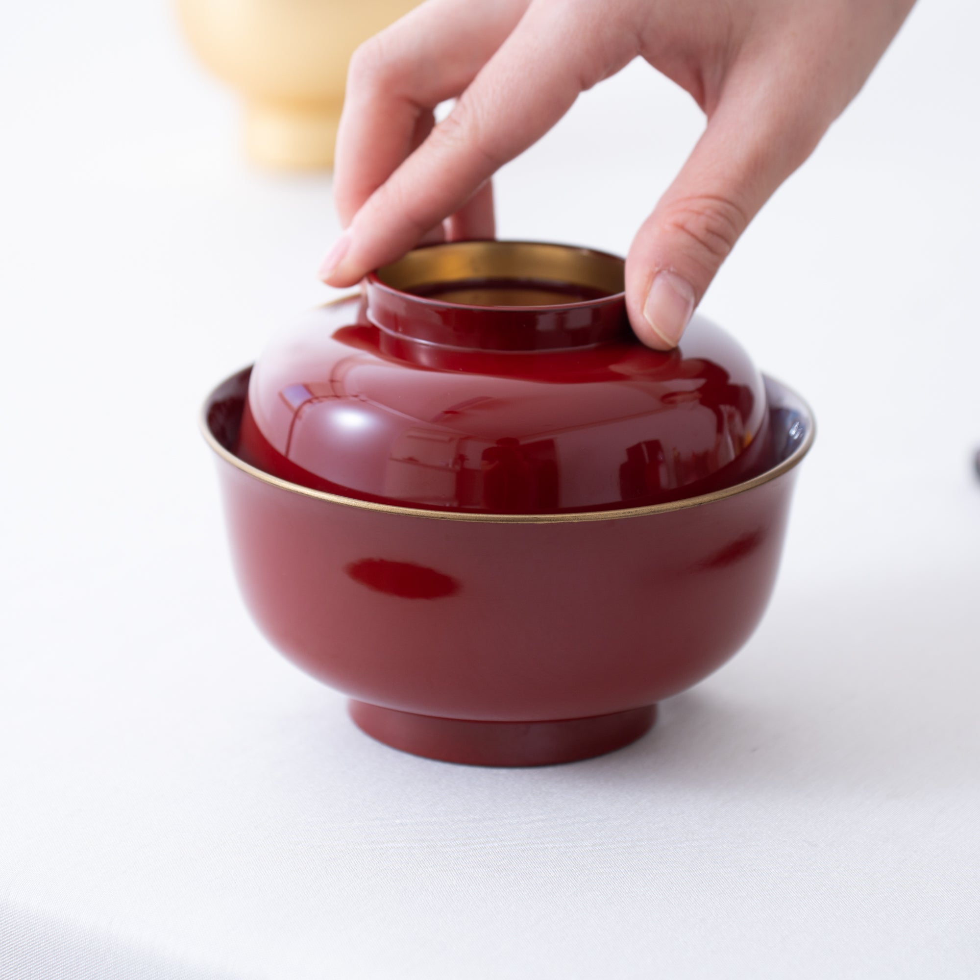 Gold Decoration Yamanaka Lacquerware Soup Bowl with lid - MUSUBI KILN - Quality Japanese Tableware and Gift