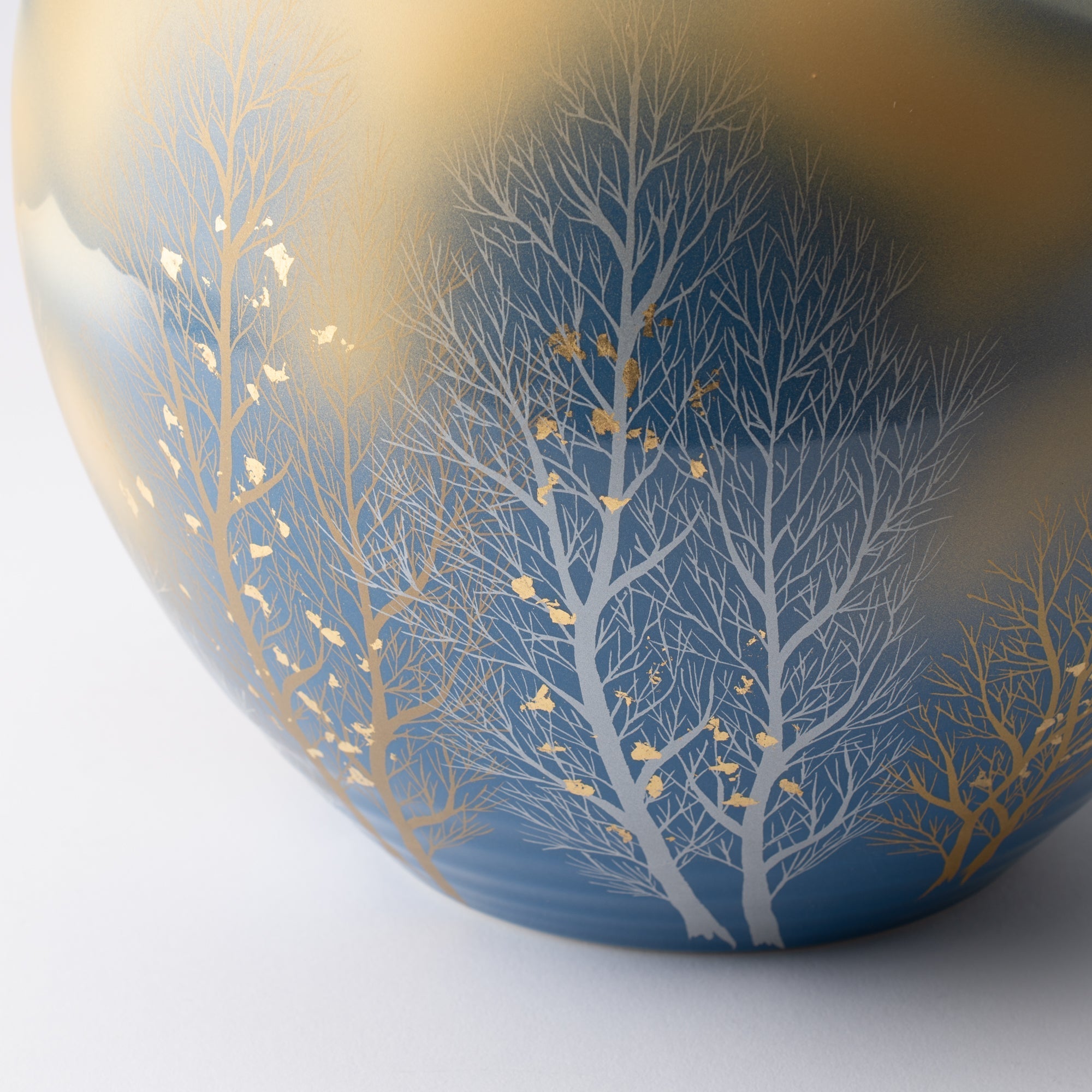 Gold Leaf and Trees Kutani Ware Flower Vase - MUSUBI KILN - Quality Japanese Tableware and Gift
