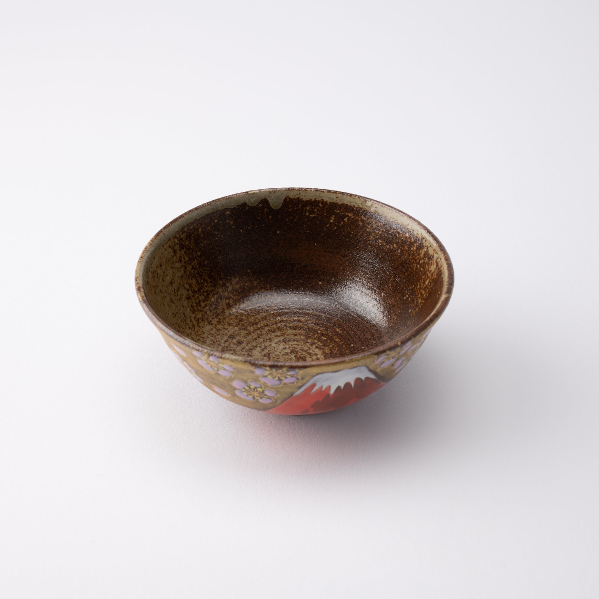 Golden Cloud, Sakura and Mt. Fuji Kutani Japanese Rice Bowl Pair - MUSUBI KILN - Quality Japanese Tableware and Gift