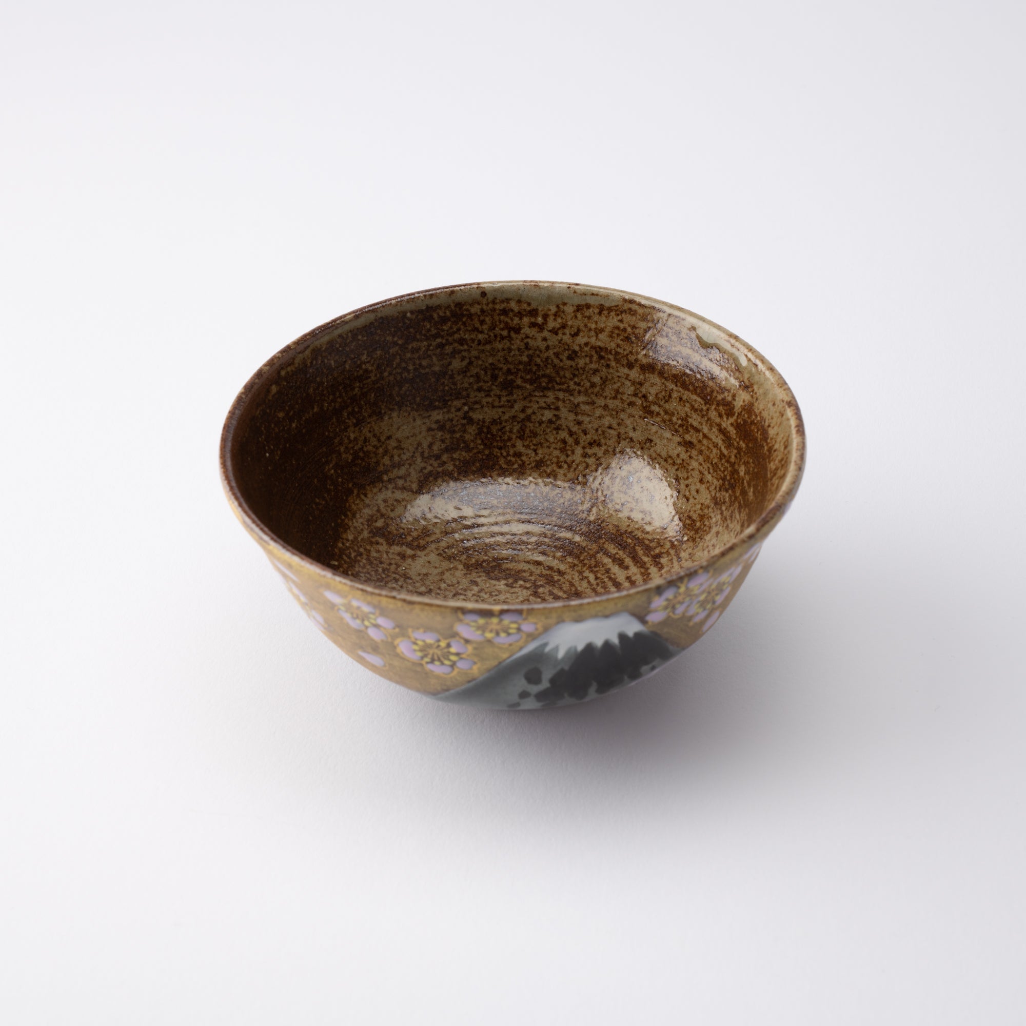 Golden Cloud, Sakura and Mt. Fuji Kutani Japanese Rice Bowl Pair - MUSUBI KILN - Quality Japanese Tableware and Gift