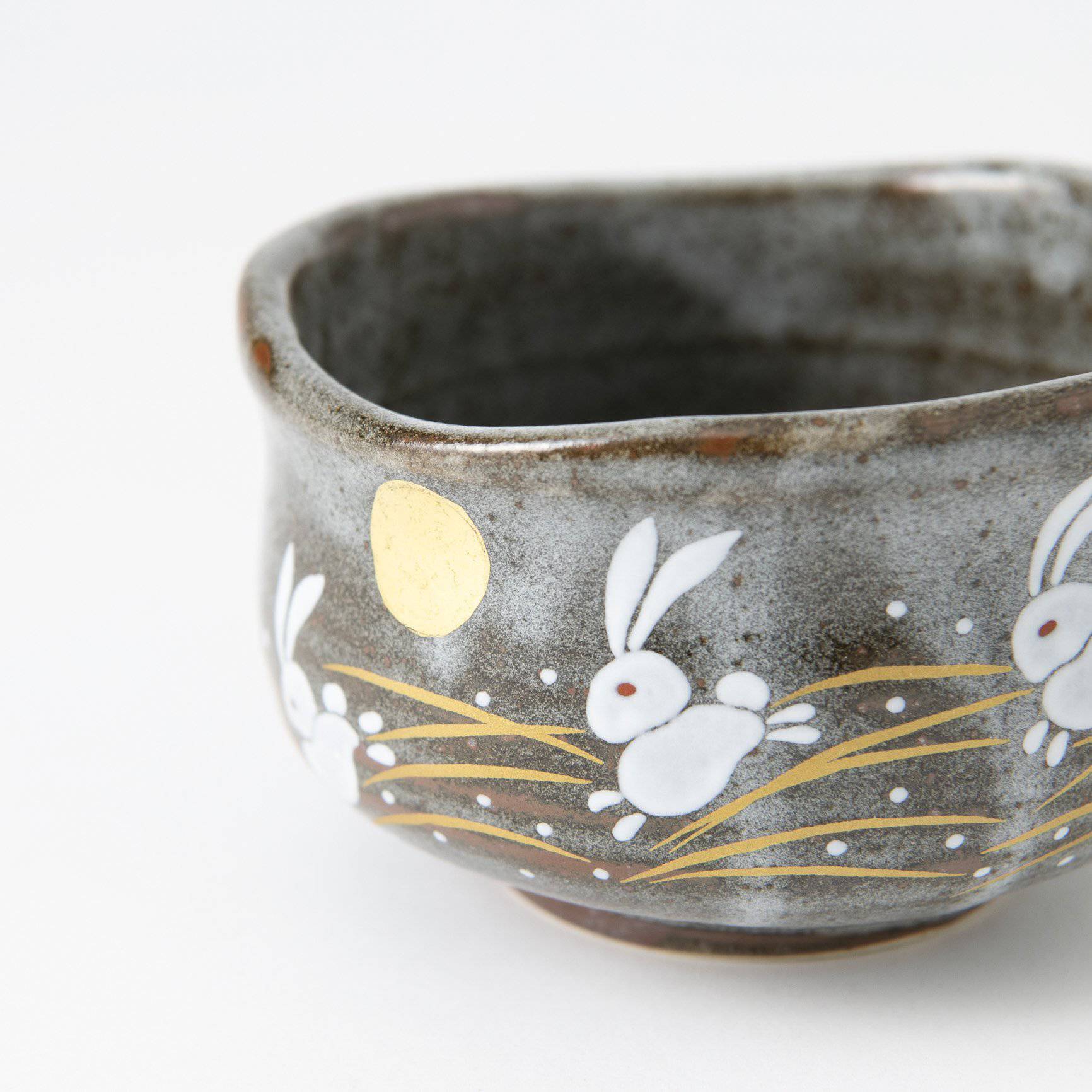 Golden Moon and Rabbit Kutani Matcha Bowl Chawan - MUSUBI KILN - Quality Japanese Tableware and Gift