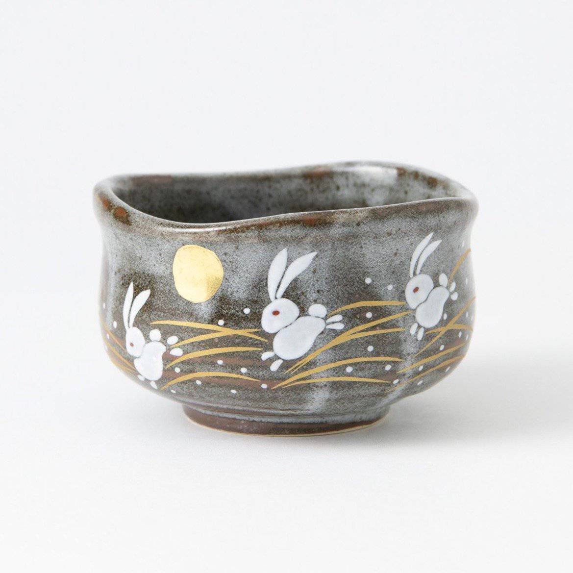 Golden Moon and Rabbit Kutani Matcha Bowl Chawan - MUSUBI KILN - Quality Japanese Tableware and Gift
