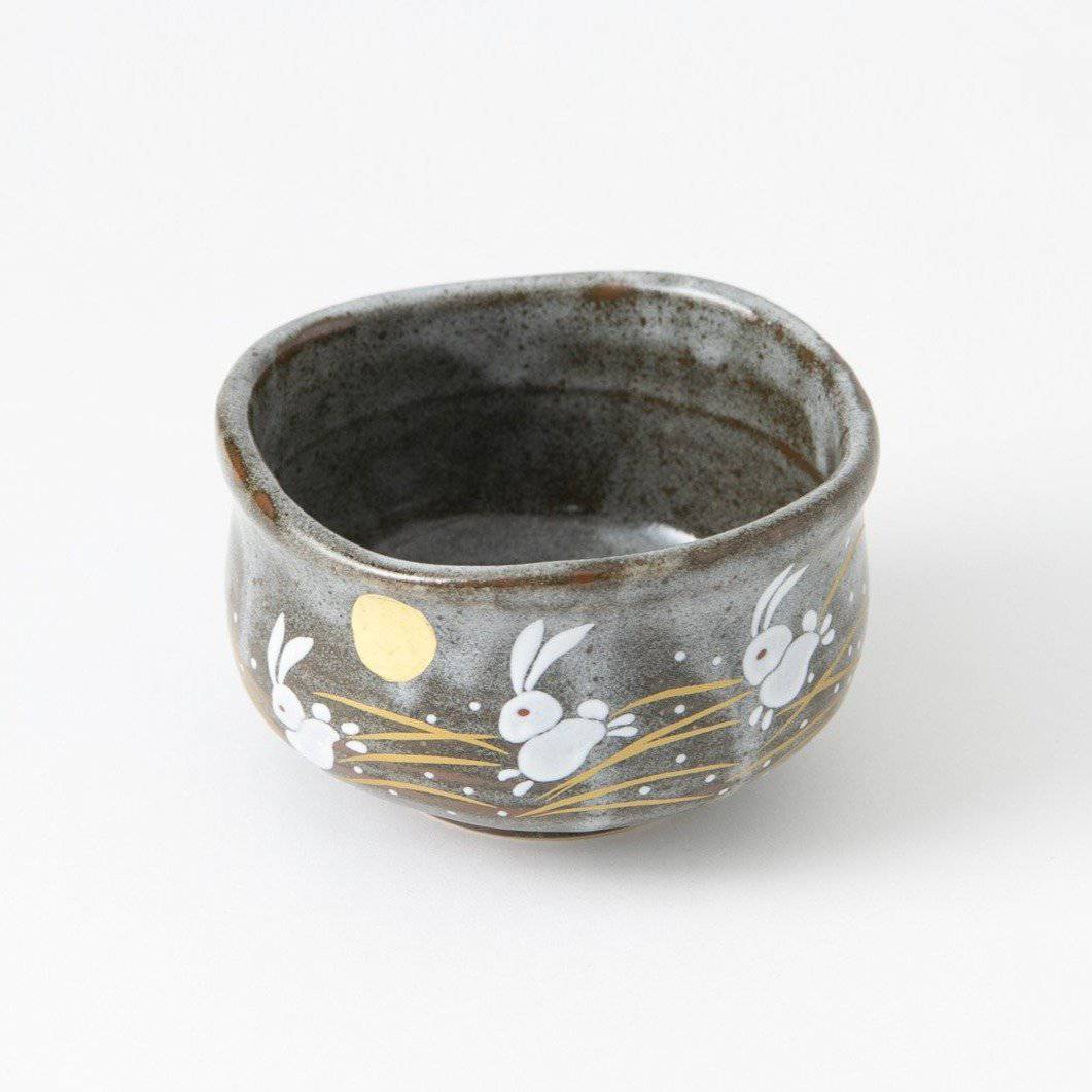 Golden Moon and Rabbit Kutani Matcha Bowl Chawan - MUSUBI KILN - Quality Japanese Tableware and Gift