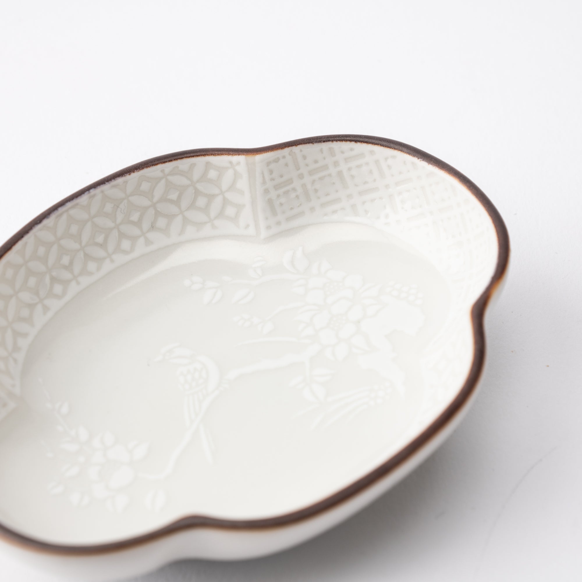 Hachi - Kutani Flower Birds Guard Sauce Plate - MUSUBI KILN - Quality Japanese Tableware and Gift
