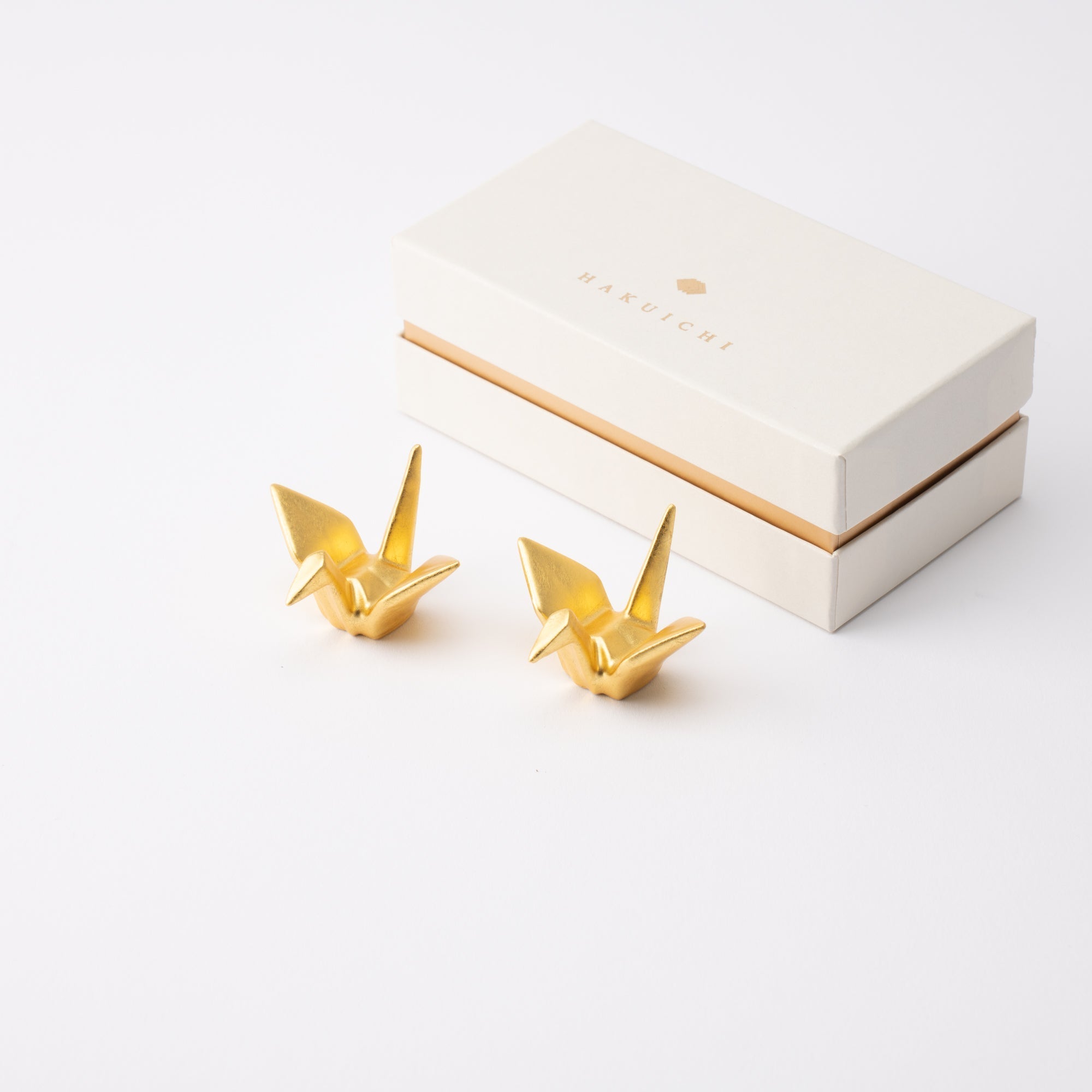 Hakuichi Golden Crane Kanazawa Gold Leaf Chopstick Rest Pair - MUSUBI KILN - Quality Japanese Tableware and Gift