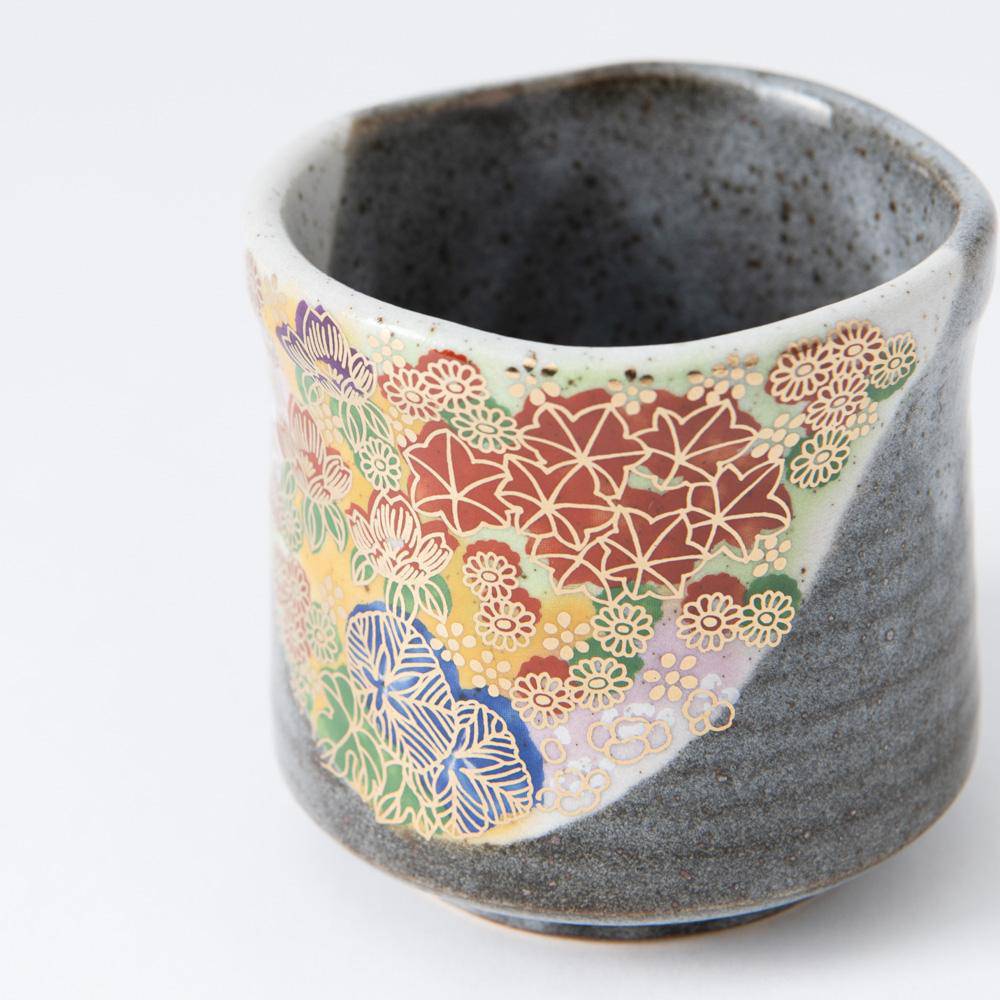 Hanazume Four Seasons Kutani Yunomi Japanese Teacup - MUSUBI KILN - Quality Japanese Tableware and Gift
