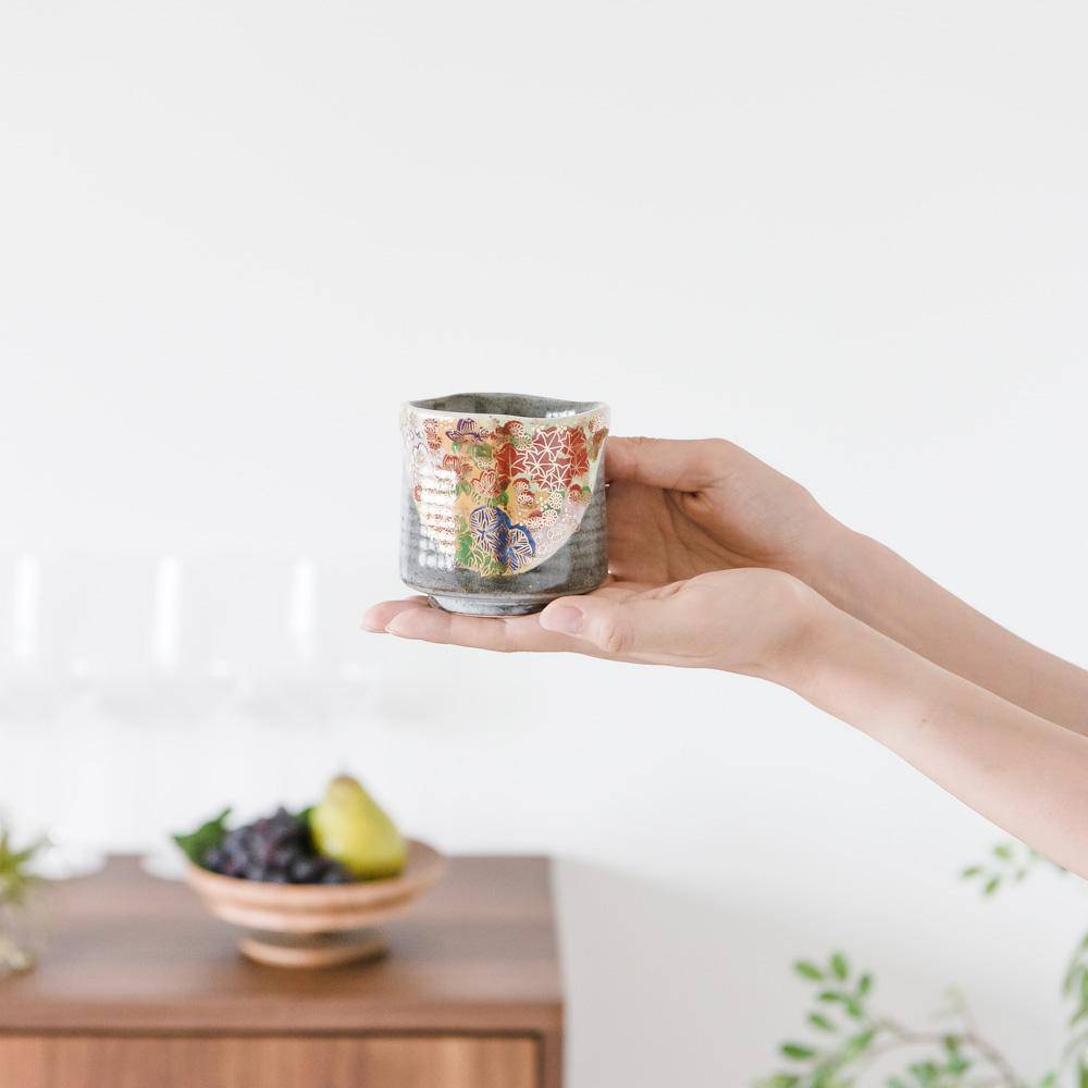 Hanazume Four Seasons Kutani Yunomi Japanese Teacup - MUSUBI KILN - Quality Japanese Tableware and Gift