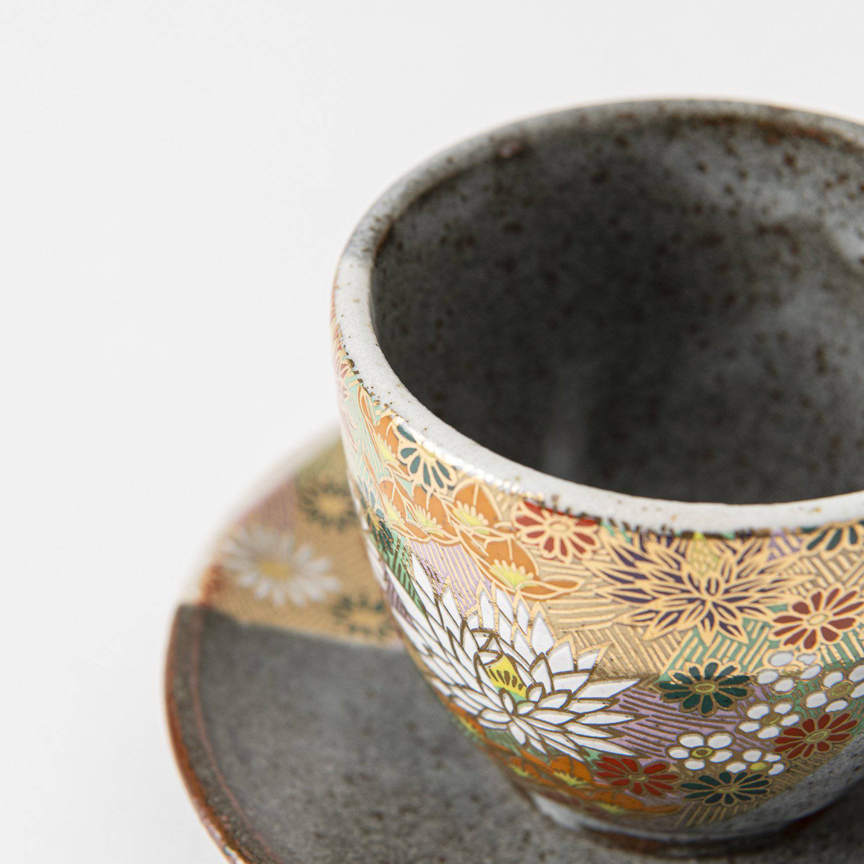 Hanazume Kutani Cup and Saucer - MUSUBI KILN - Quality Japanese Tableware and Gift