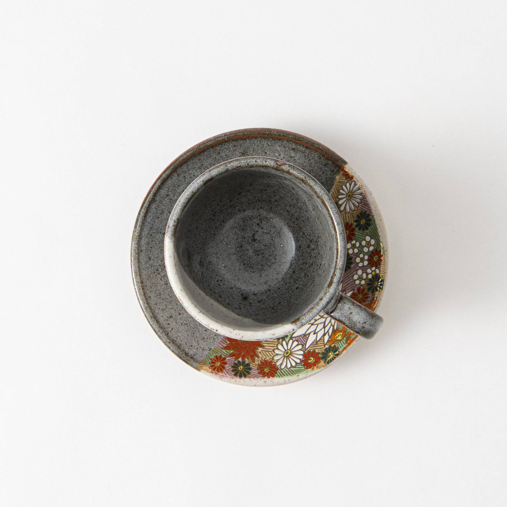 Hanazume Kutani Cup and Saucer - MUSUBI KILN - Quality Japanese Tableware and Gift