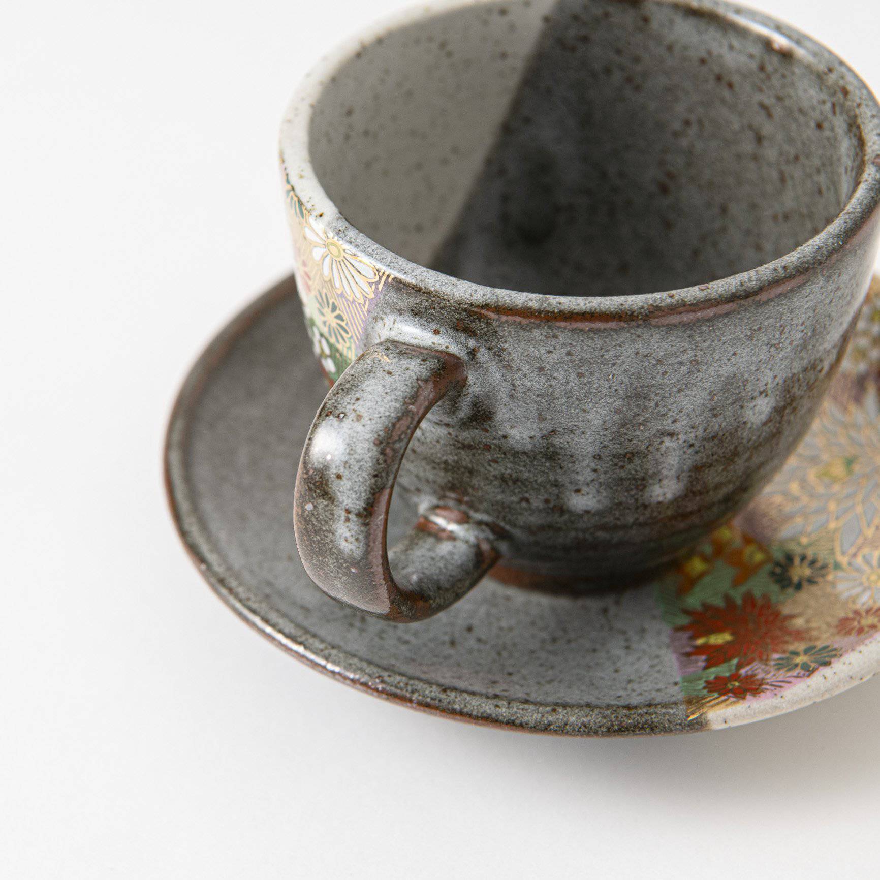 Hanazume Kutani Cup and Saucer - MUSUBI KILN - Quality Japanese Tableware and Gift