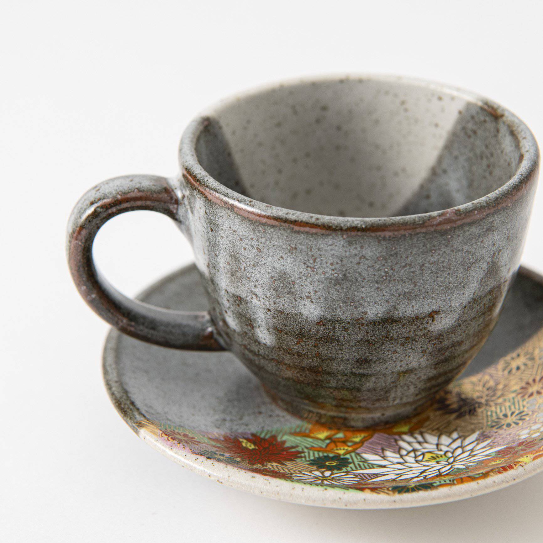 Hanazume Kutani Cup and Saucer - MUSUBI KILN - Quality Japanese Tableware and Gift