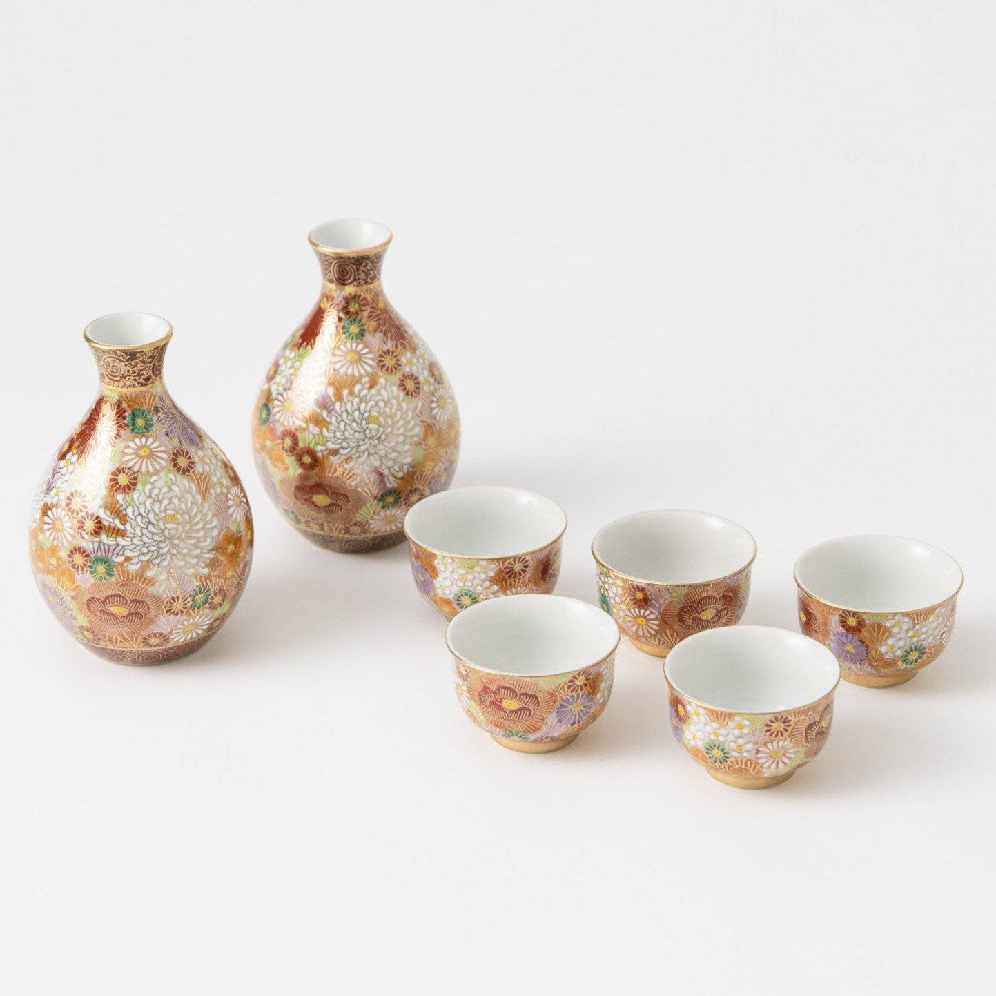 Hanazume Kutani Sake Set - MUSUBI KILN - Quality Japanese Tableware and Gift