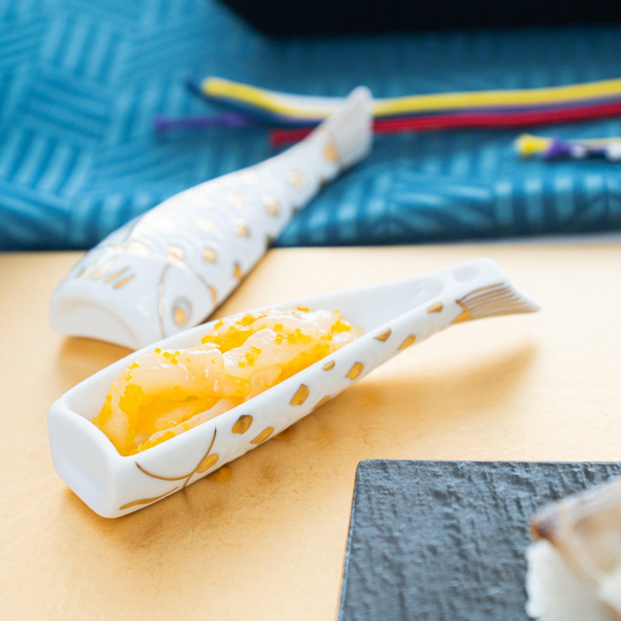 Hataman Touen White Carp Streamer Nabeshima Ware Small Box - MUSUBI KILN - Quality Japanese Tableware and Gift
