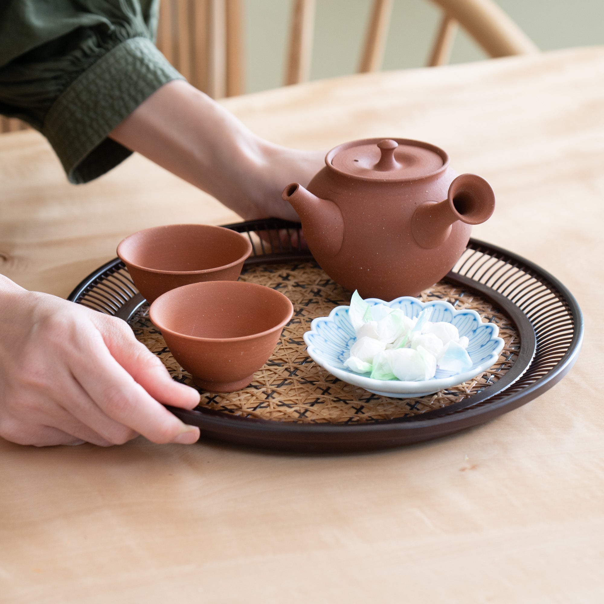 Hemp Leaf Suruga Bamboo Basketry Large Tray - MUSUBI KILN - Quality Japanese Tableware and Gift