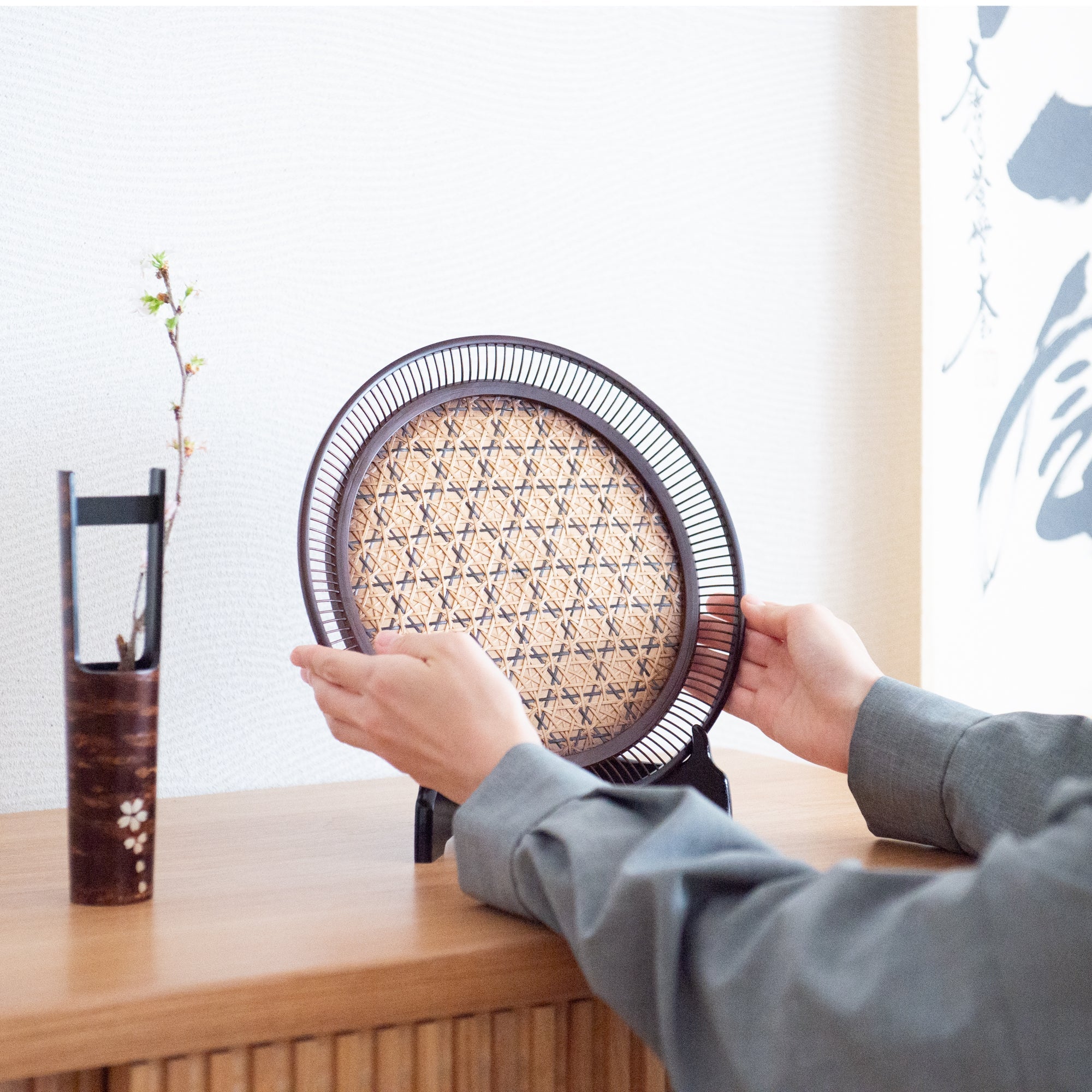 Hemp Leaf Suruga Bamboo Basketry Large Tray - MUSUBI KILN - Quality Japanese Tableware and Gift