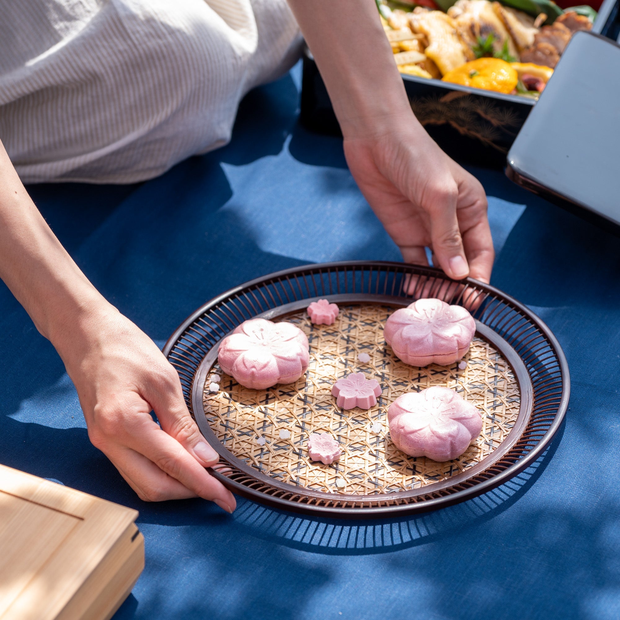 Hemp Leaf Suruga Bamboo Basketry Large Tray - MUSUBI KILN - Quality Japanese Tableware and Gift