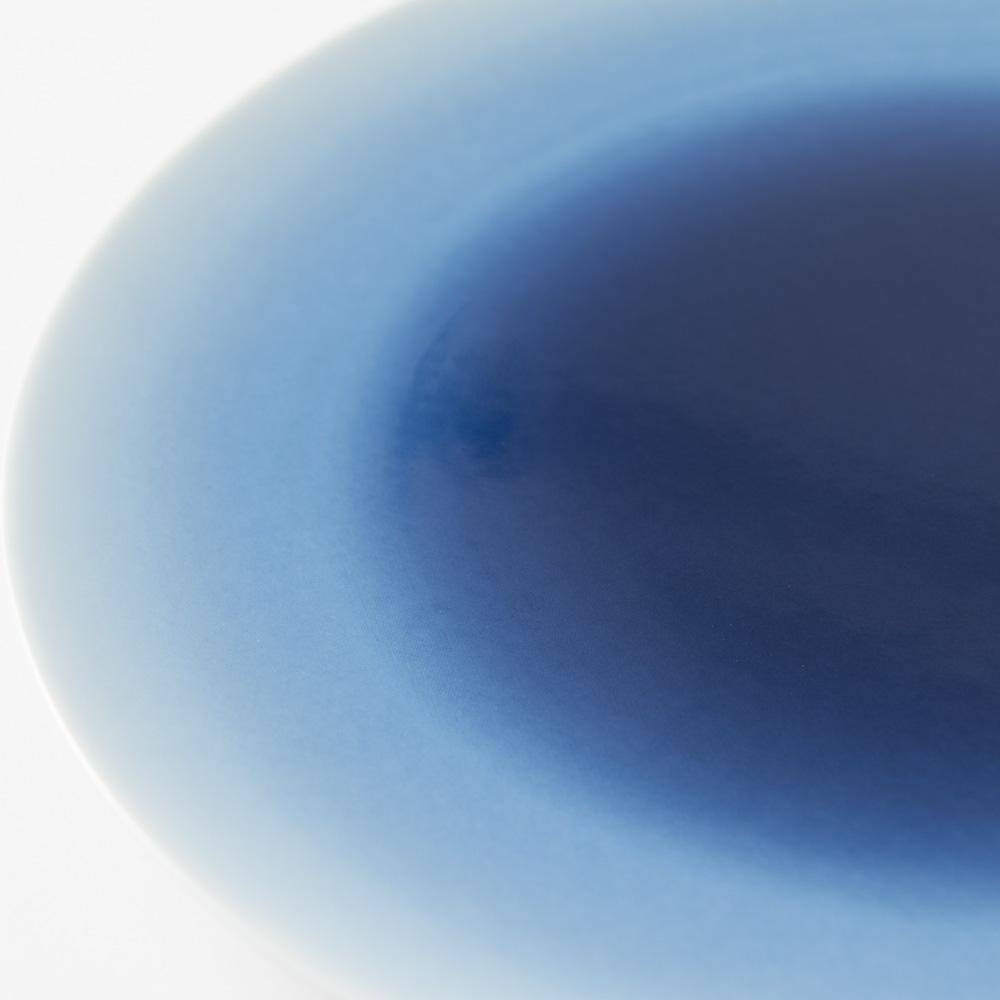 Hibino Land Blue Mino Ware Round Plate L - MUSUBI KILN - Quality Japanese Tableware and Gift