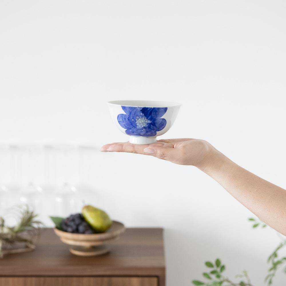 Higashi Kiln P.S. Blue Tobe Japanese Rice Bowl - MUSUBI KILN - Quality Japanese Tableware and Gift