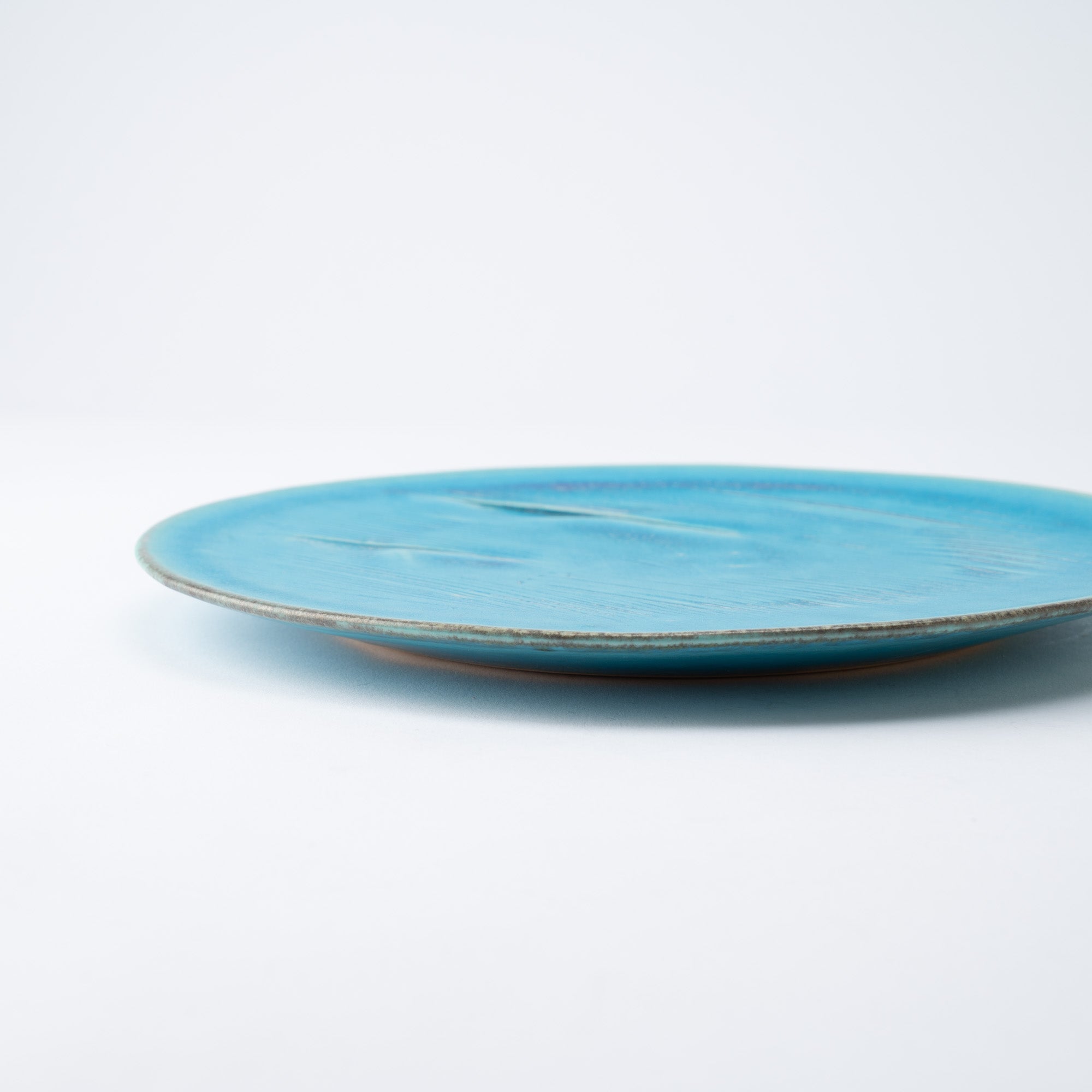 Hissan Pottery Hibino Malibu Turquoise Shigaraki Ware Round Plate 9 in - MUSUBI KILN - Quality Japanese Tableware and Gift