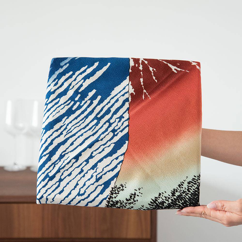Hokusai Fuji Chirimen Yuzen Furoshiki Wrapping Cloth 27in - MUSUBI KILN - Quality Japanese Tableware and Gift
