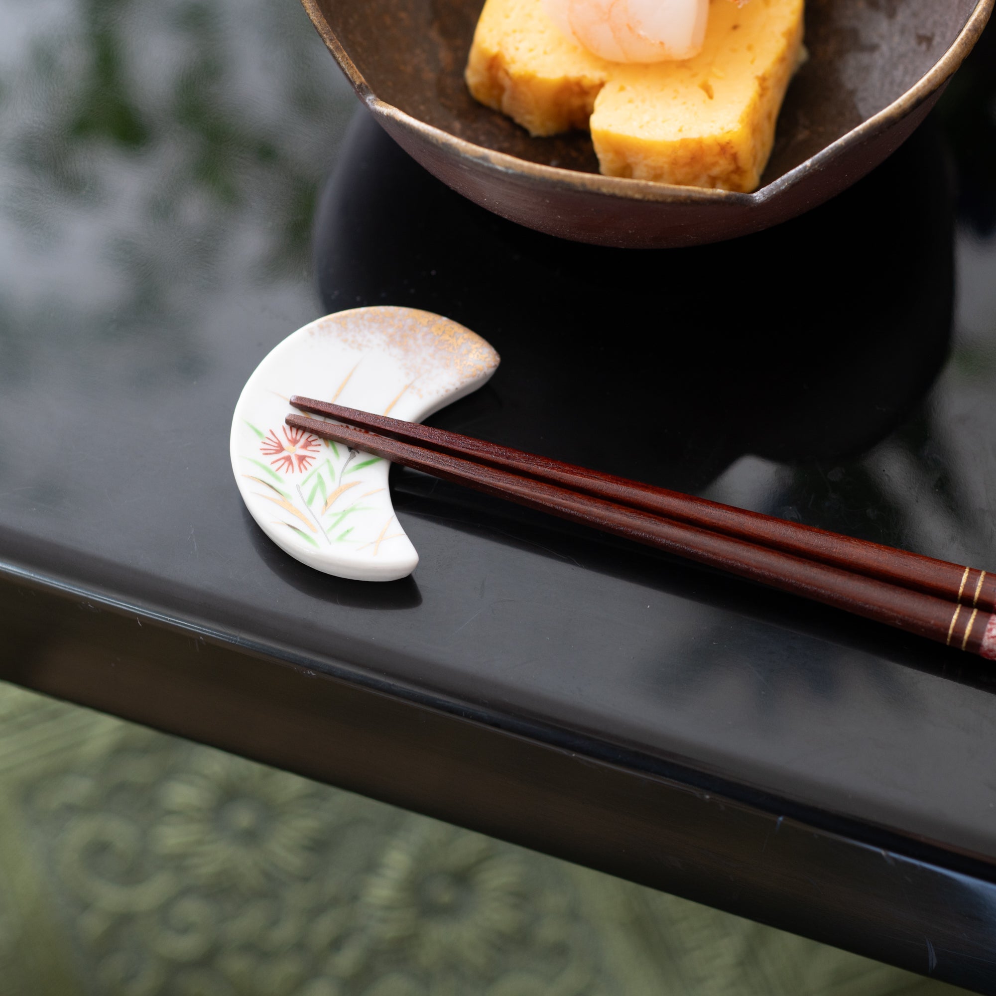 Hozan Kiln Crescent - Shaped Kyo Ware Chopstick Rest Set - MUSUBI KILN - Quality Japanese Tableware and Gift