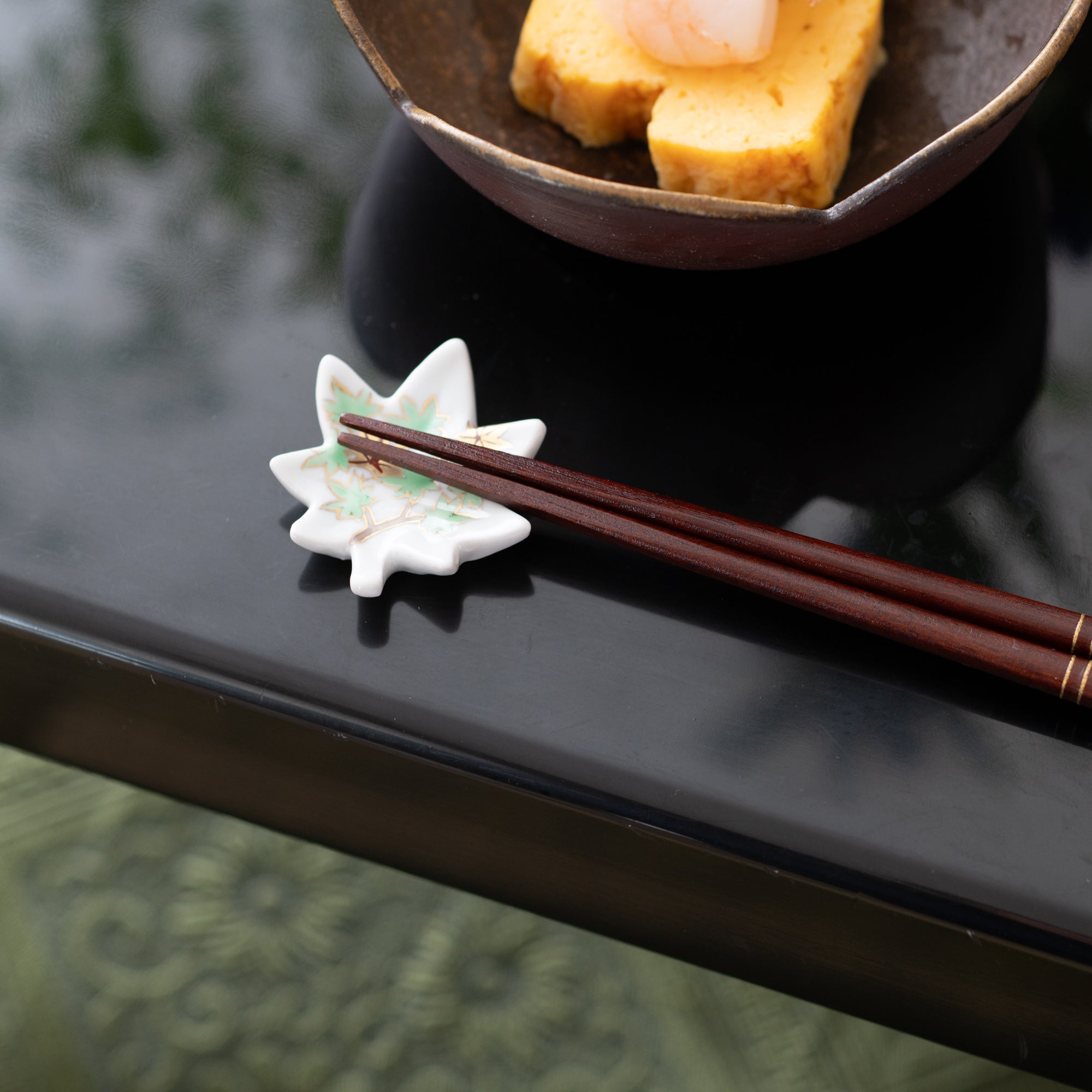 Hozan Kiln Kinsai Autumn Leaves Kyo Ware Chopstick Rest Set - MUSUBI KILN - Quality Japanese Tableware and Gift