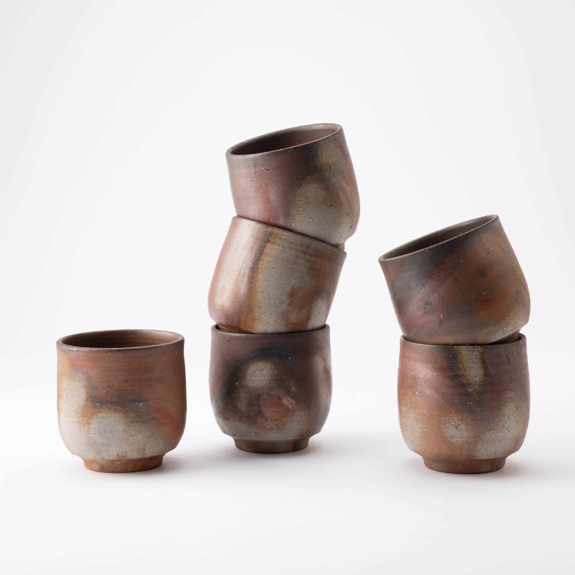 Hozan Kiln Sangiri Bizen Ware Japanese Teacup Pair - MUSUBI KILN - Quality Japanese Tableware and Gift