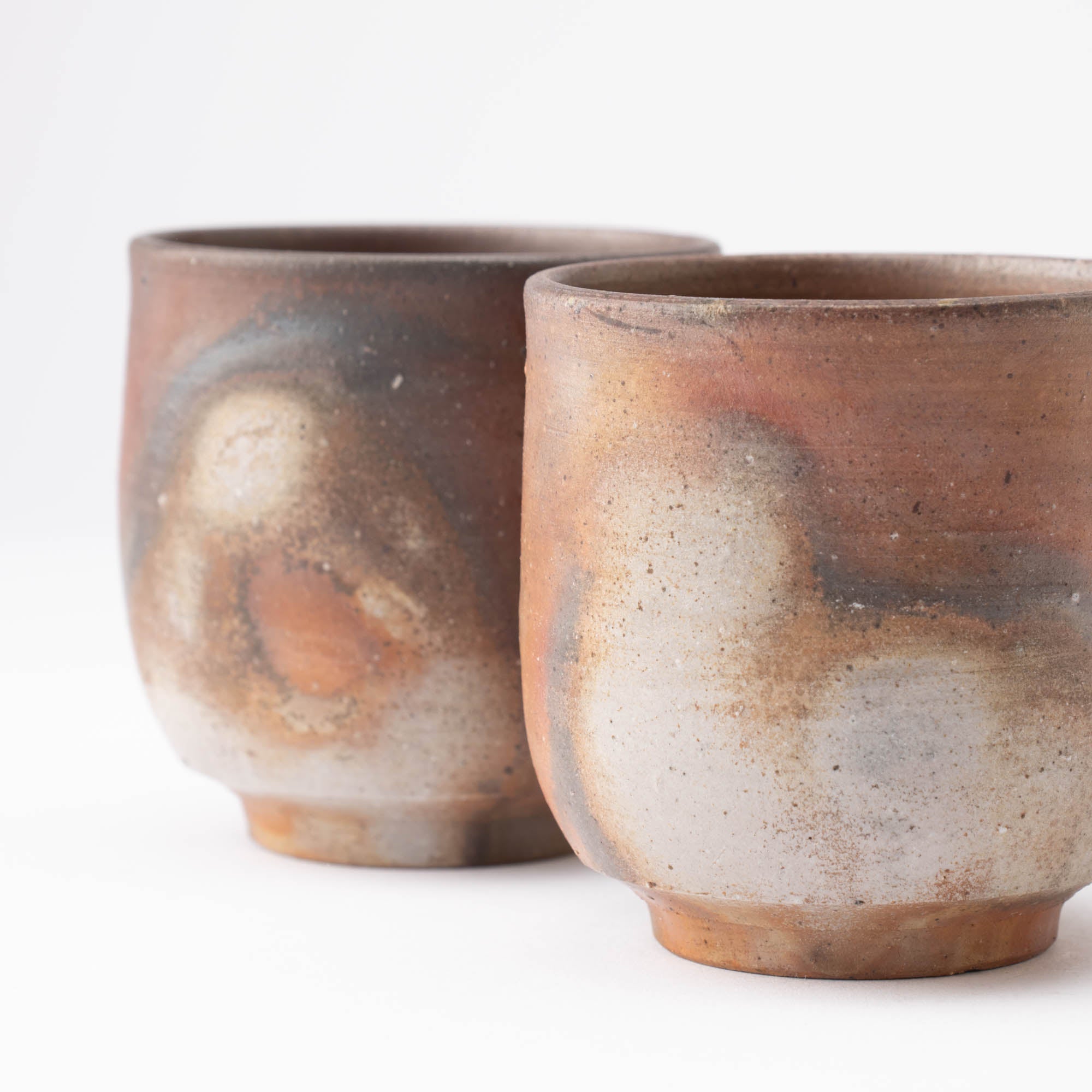 Hozan Kiln Sangiri Bizen Ware Japanese Teacup Pair - MUSUBI KILN - Quality Japanese Tableware and Gift