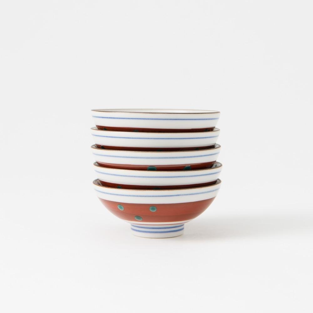 Jidai Kutani Sakazuki Sake Cup Set of 5 with Wooden Box - MUSUBI KILN - Quality Japanese Tableware and Gift